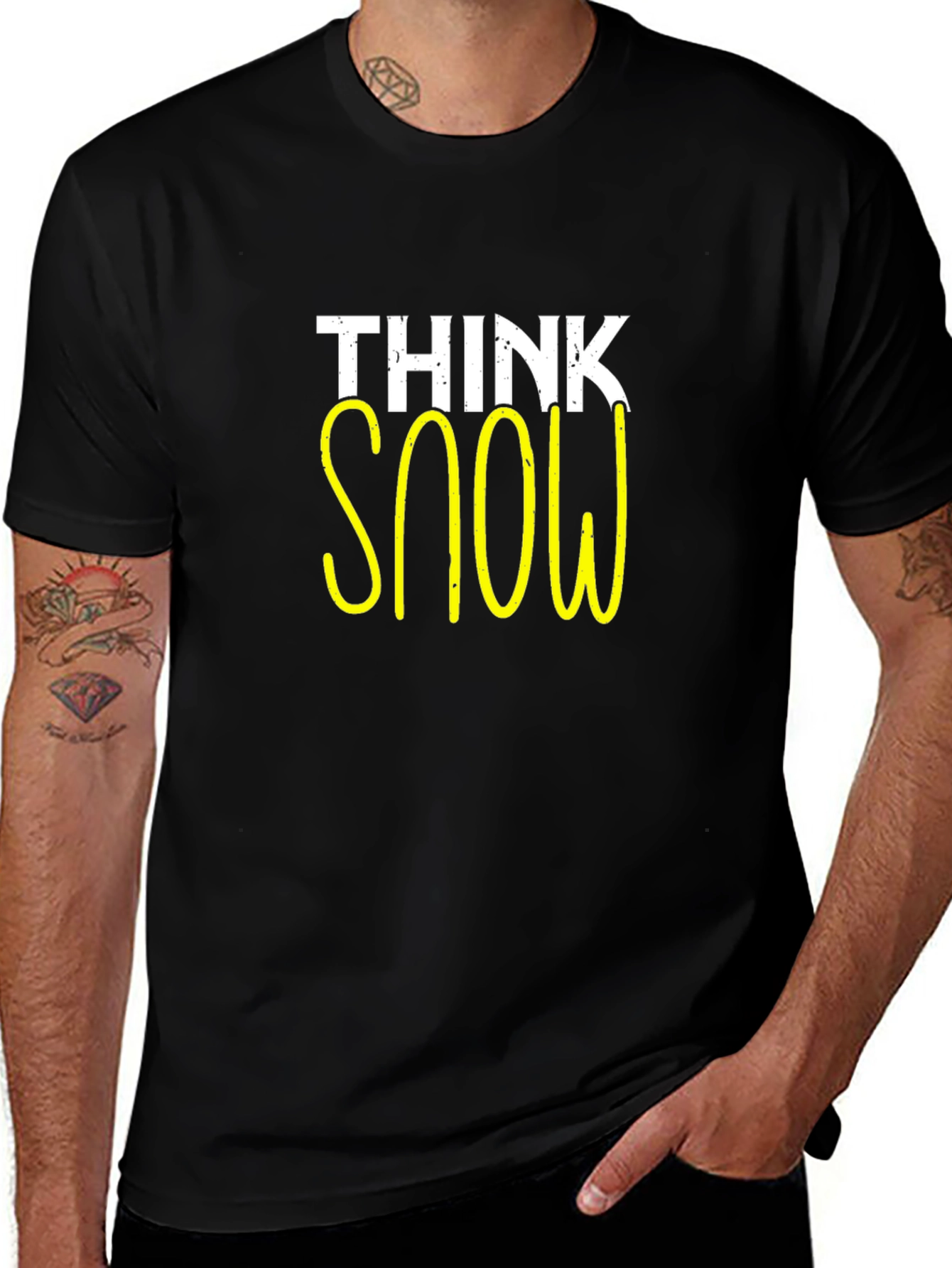 Think Snow Graphic Tee - Black Casual T-Shirt
