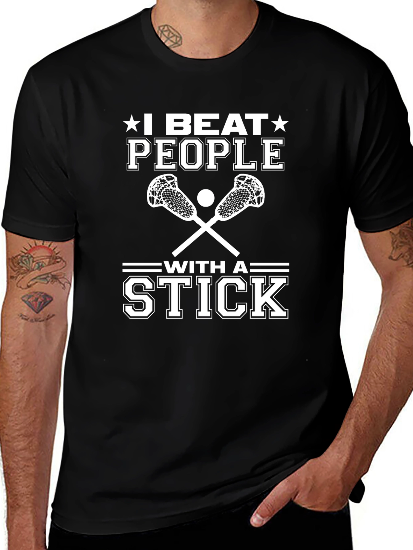 I Beat People with a Stick T-Shirt Lacrosse