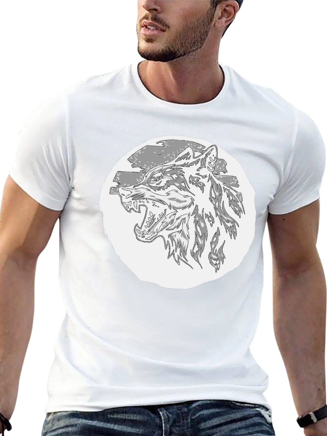 Wolf Graphic T-Shirt - Black Crew Neck Tee