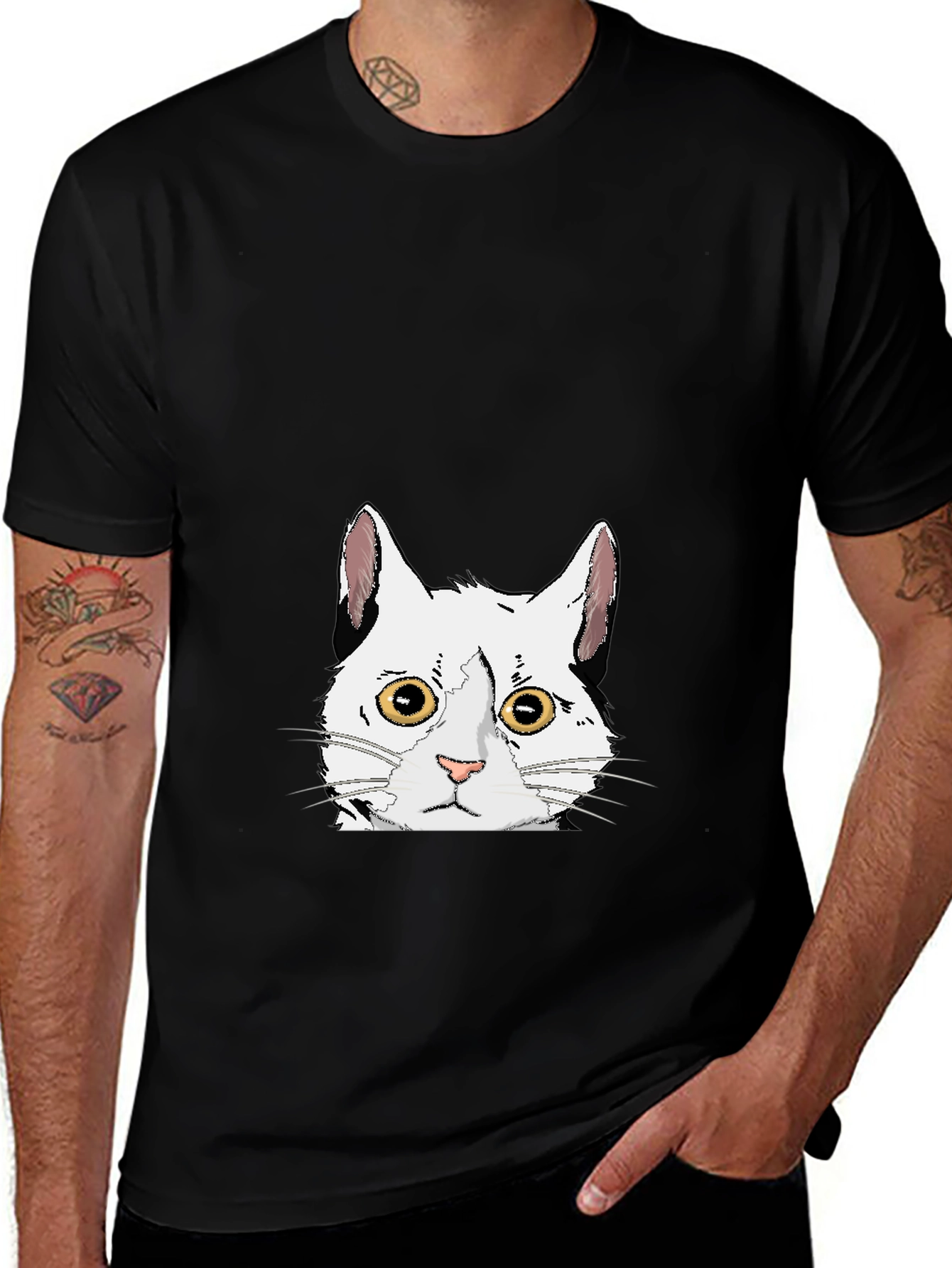 Cat Graphic Black T-Shirt