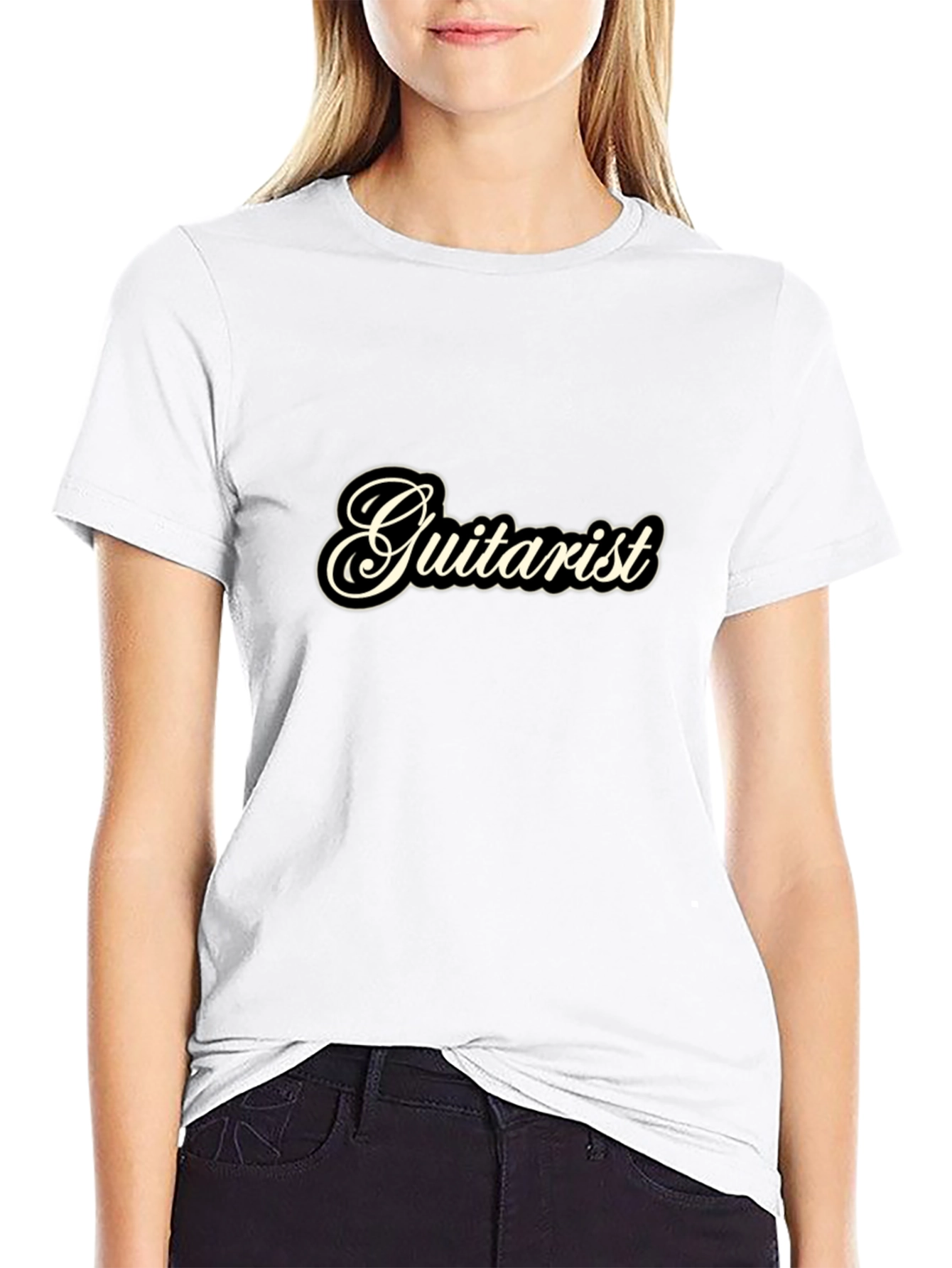 Guitarist Black Tee - Music Lover Casual Wear