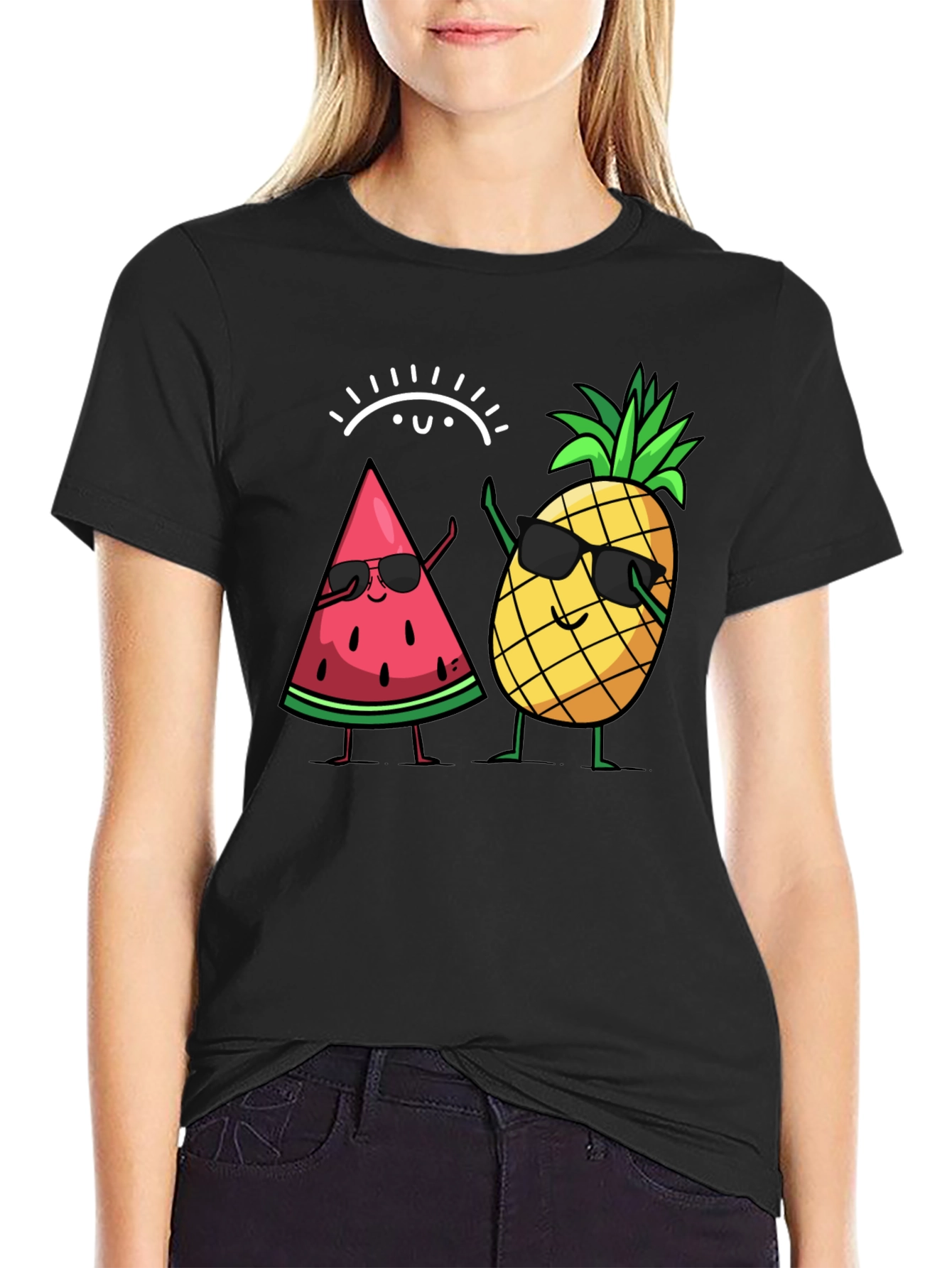 Cool Watermelon & Pineapple Graphic T-Shirt