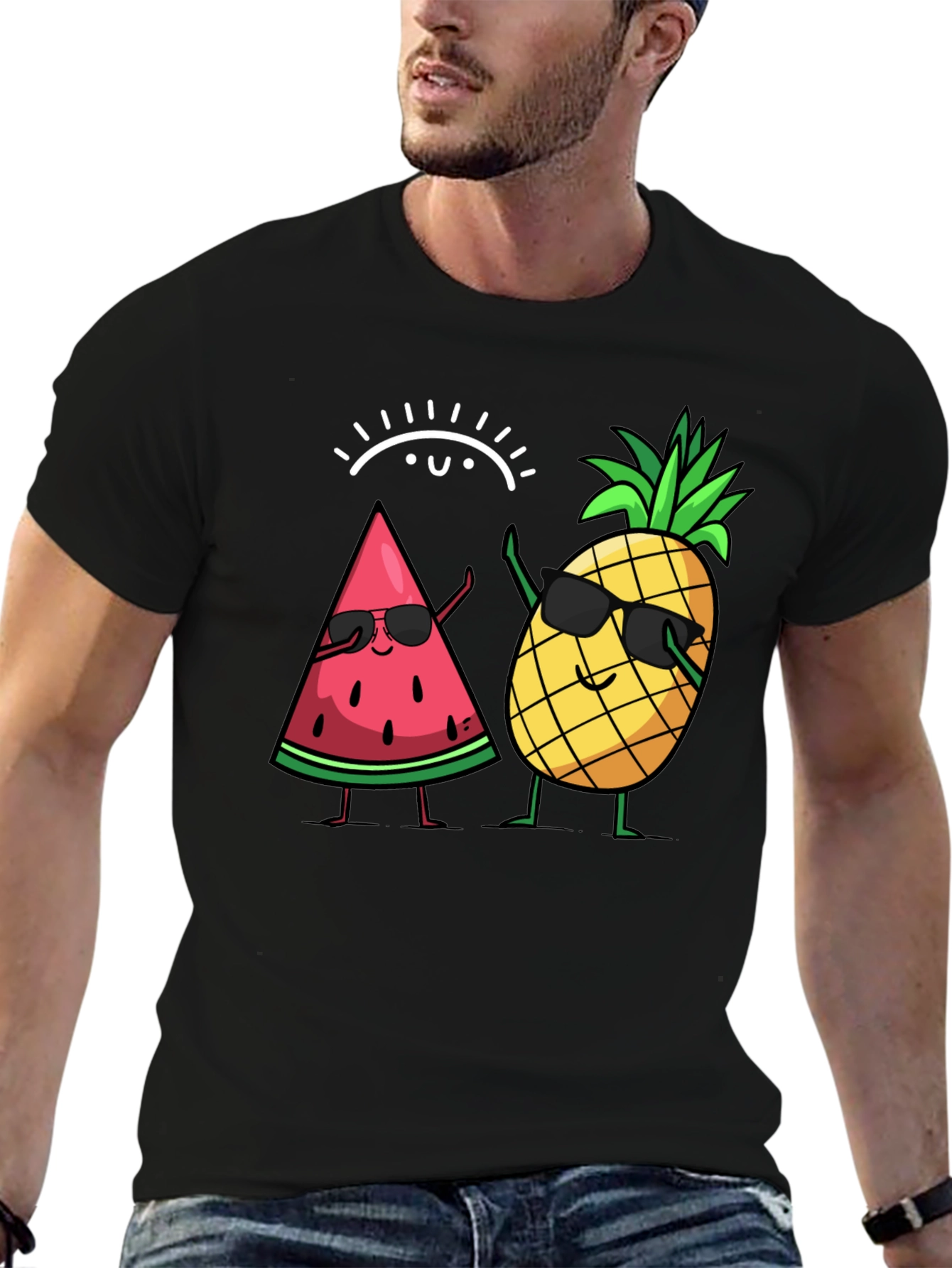 Cool Watermelon & Pineapple Graphic T-Shirt