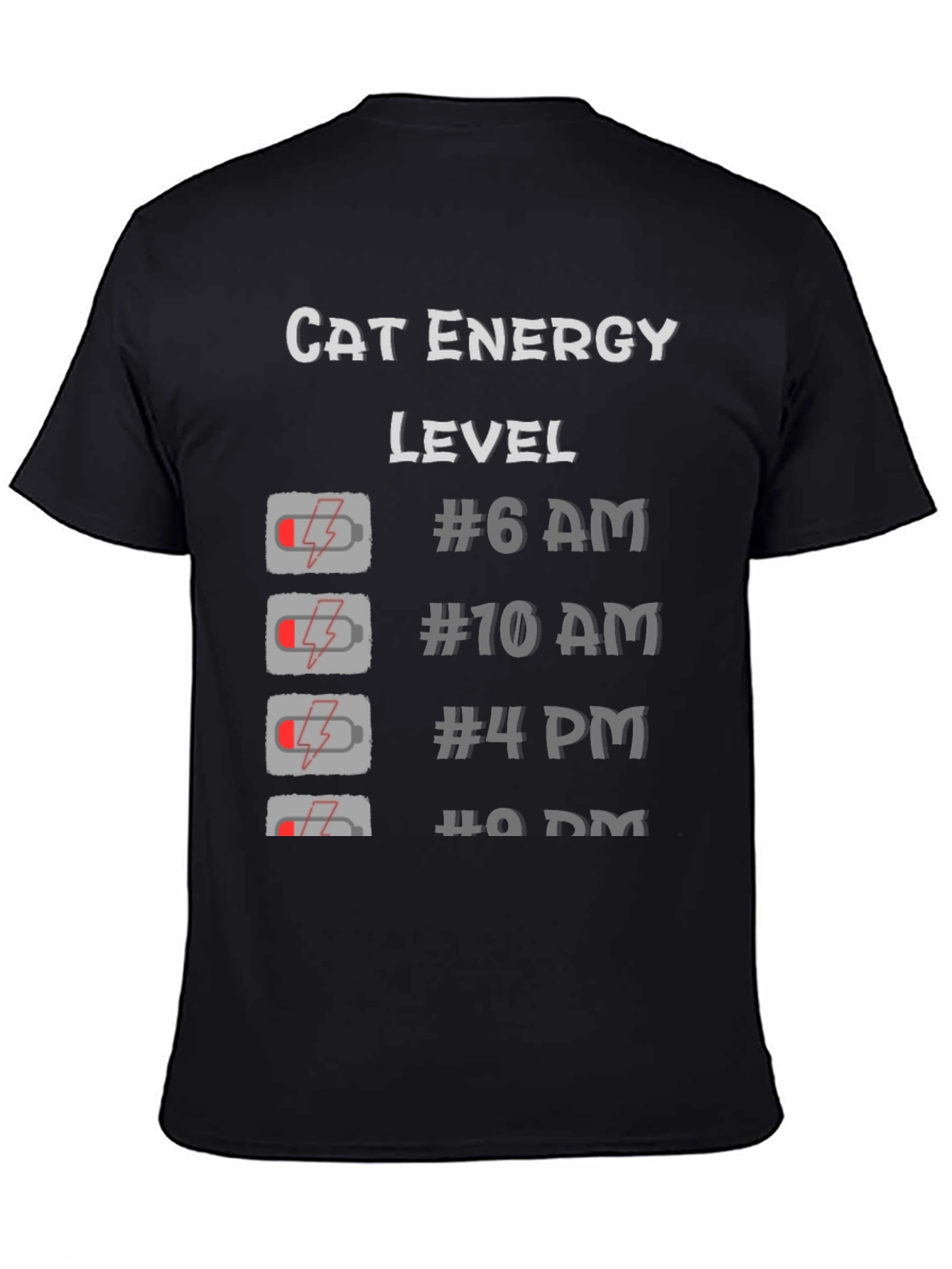 Cat Energy Level Black T-Shirt