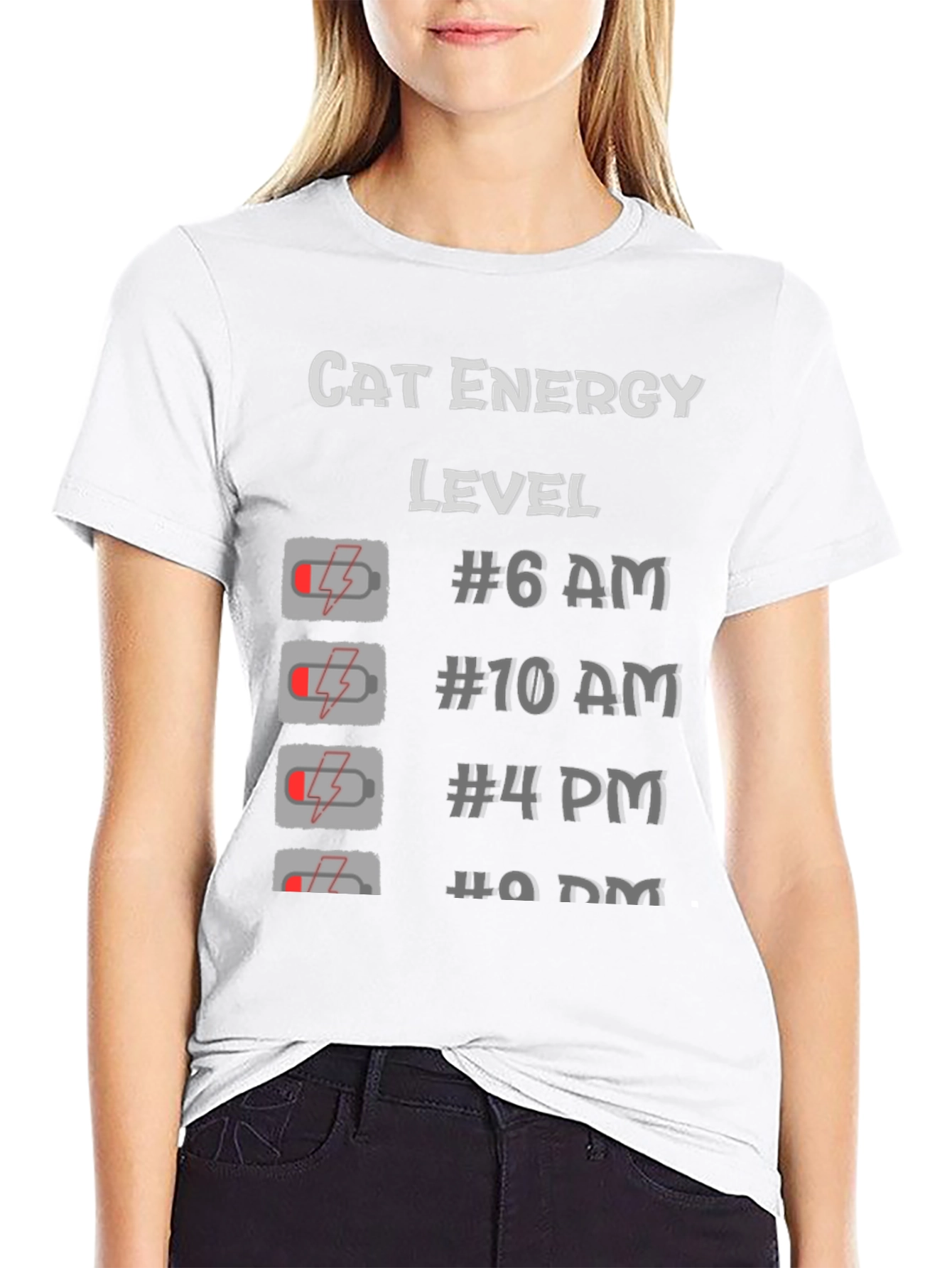 Cat Energy Level Black T-Shirt