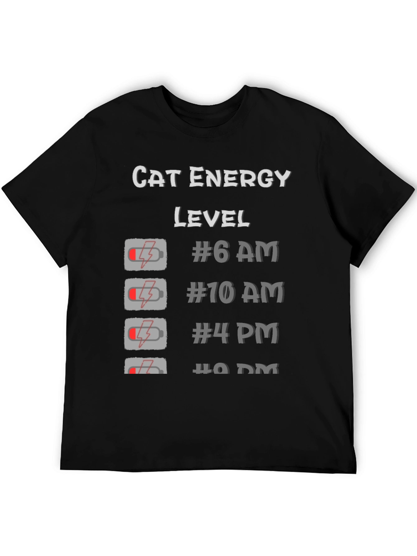 Cat Energy Level Black T-Shirt