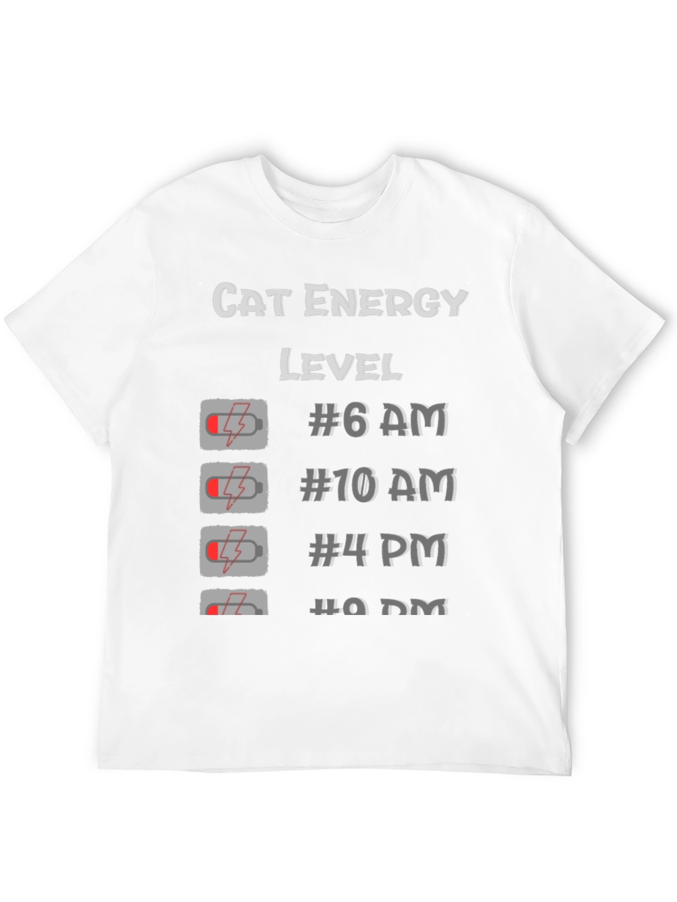 Cat Energy Level Black T-Shirt