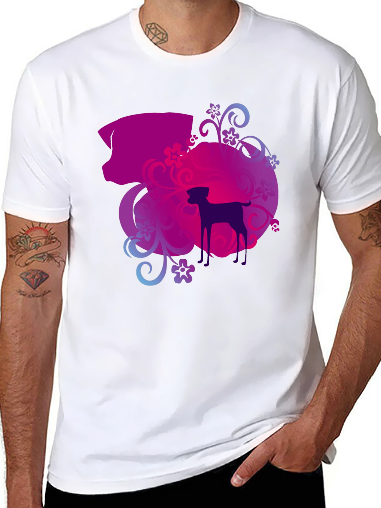 Dog Lovers Artistic Silhouette T-Shirt