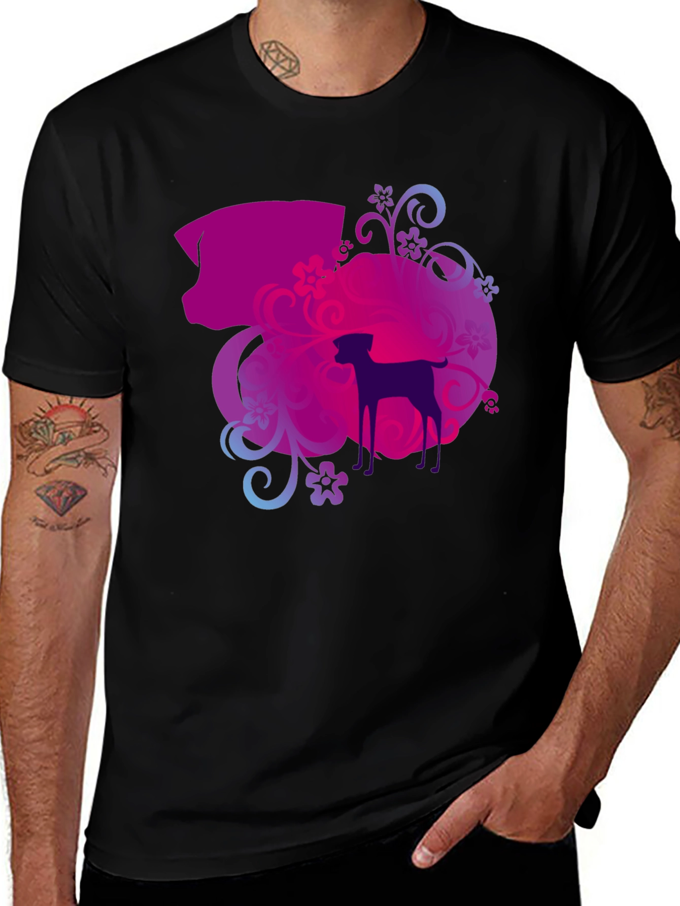 Dog Lovers Artistic Silhouette T-Shirt