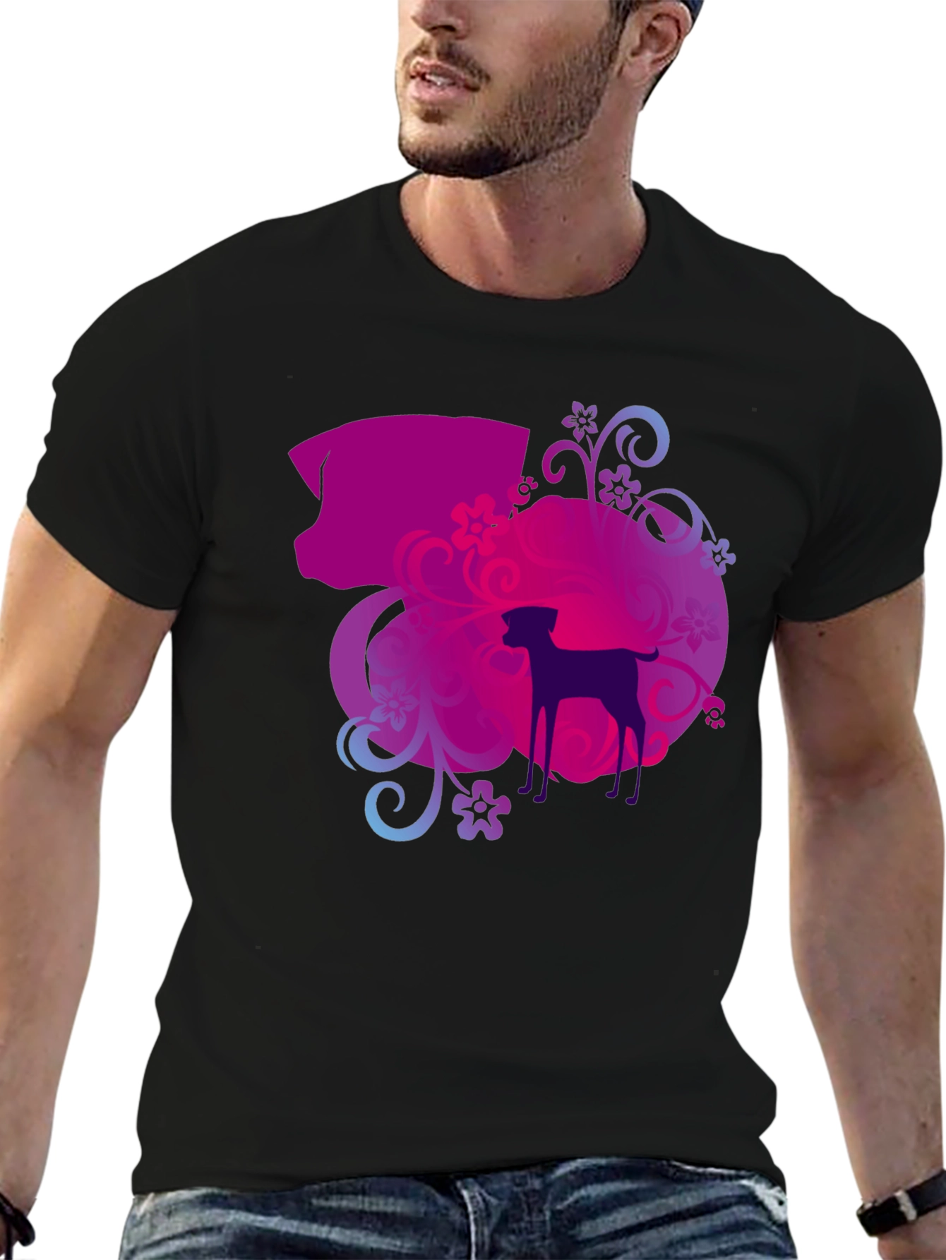 Dog Lovers Artistic Silhouette T-Shirt