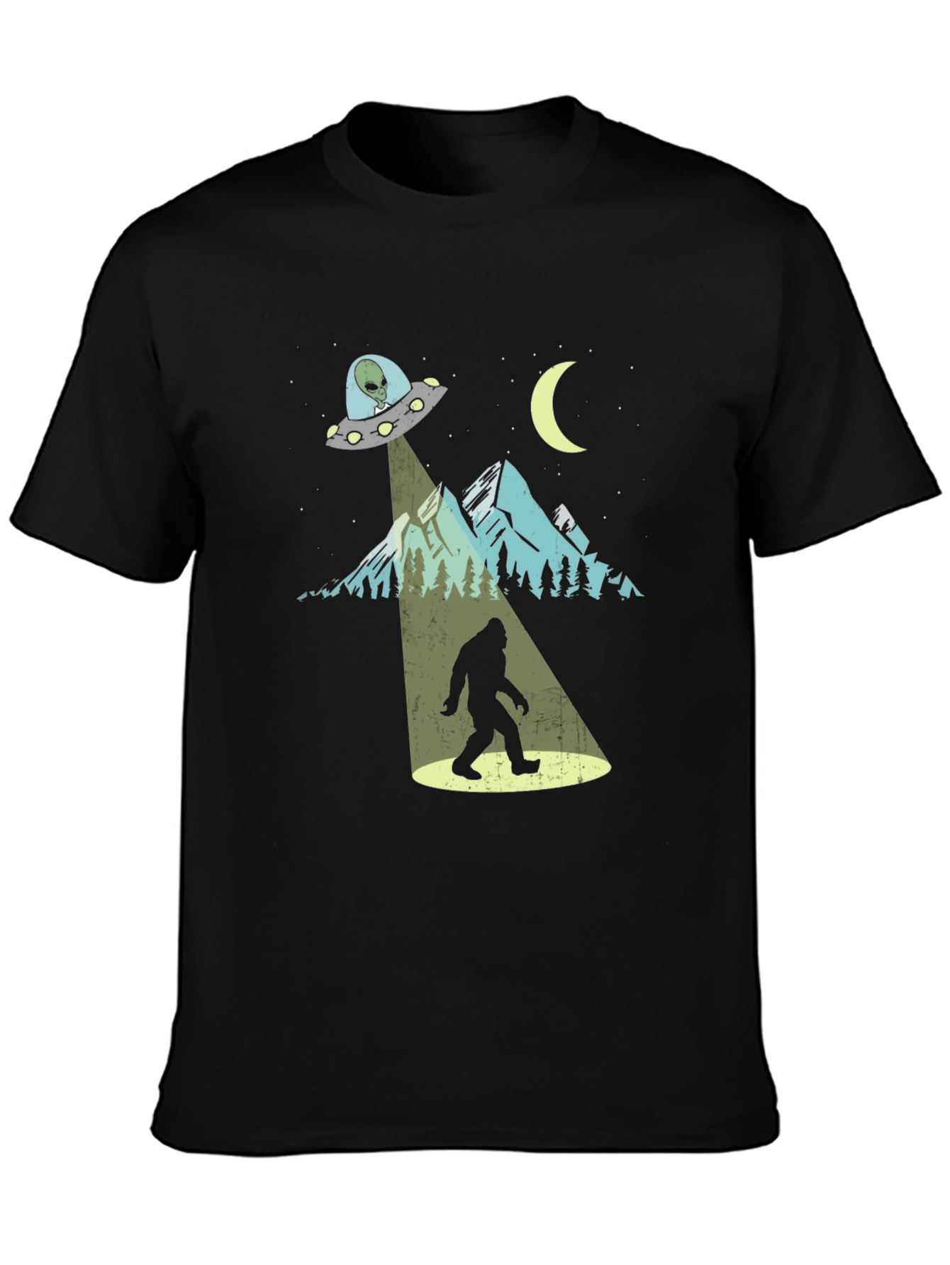 UFO Bigfoot T-Shirt - Sci-Fi Sasquatch Abduction Tee