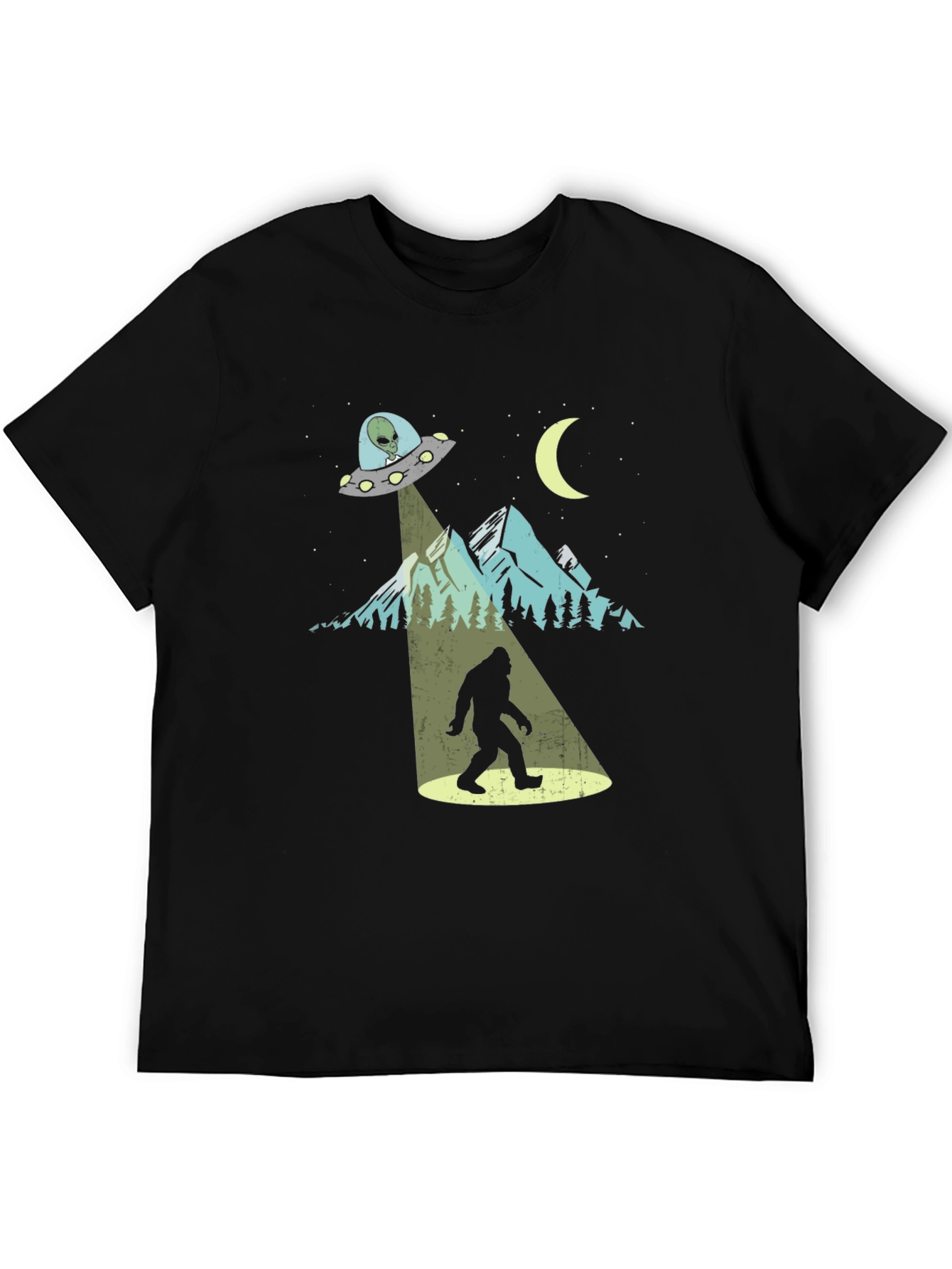 UFO Bigfoot T-Shirt - Sci-Fi Sasquatch Abduction Tee