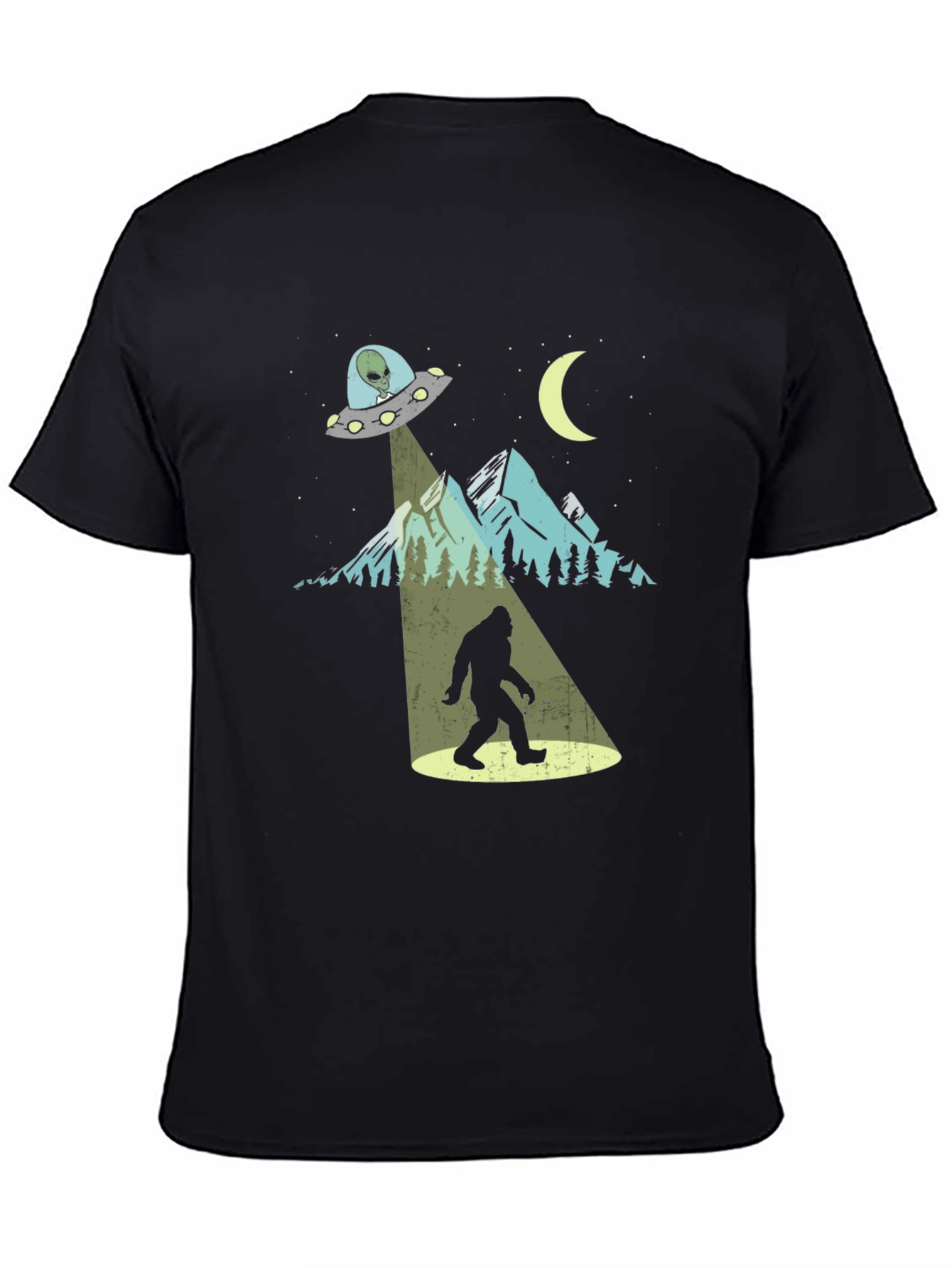 UFO Bigfoot T-Shirt - Sci-Fi Sasquatch Abduction Tee