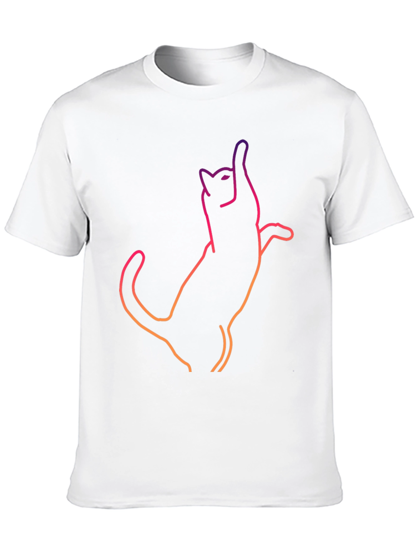 Cool Cat Outline Graphic Tee - Black Cotton