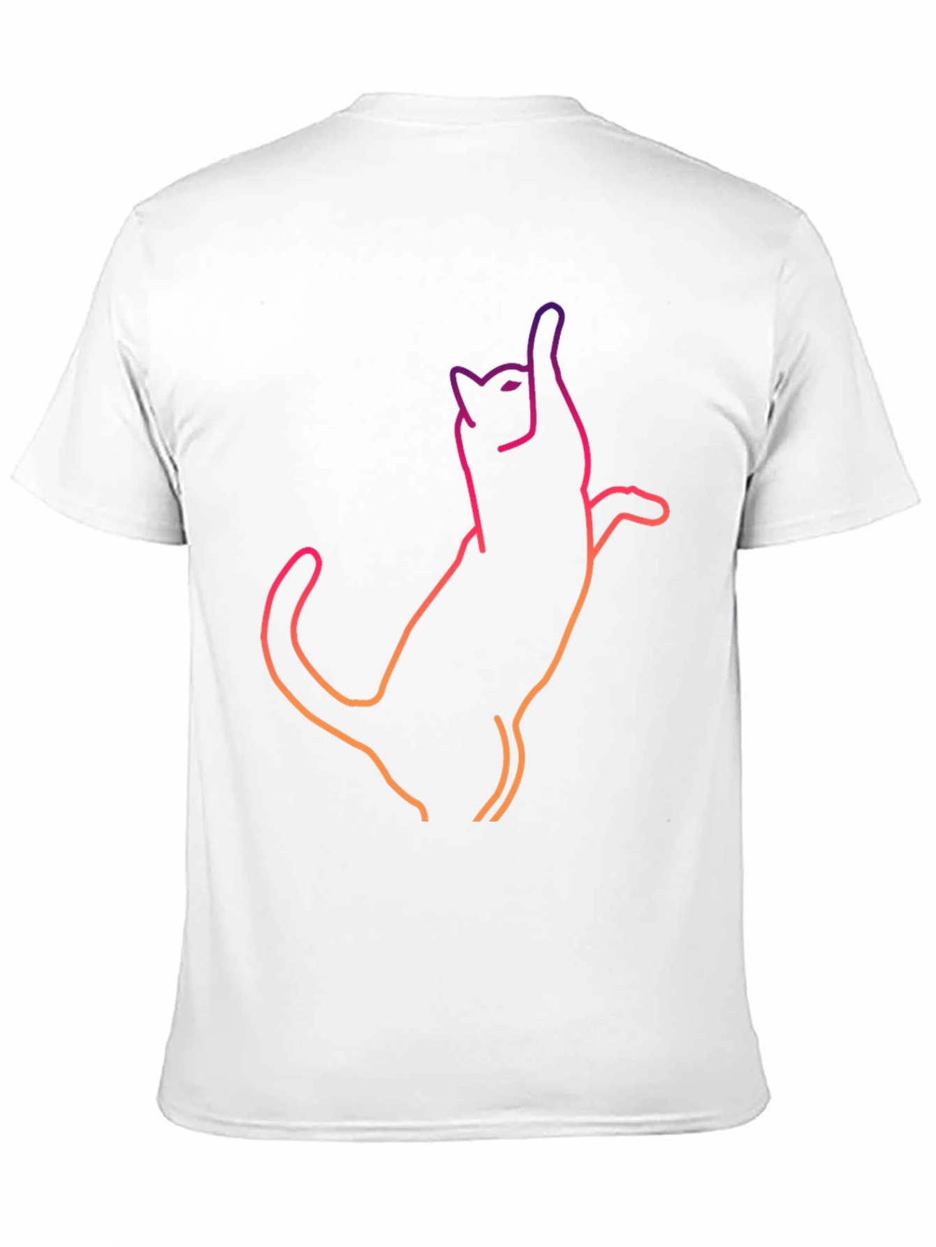 Cool Cat Outline Graphic Tee - Black Cotton