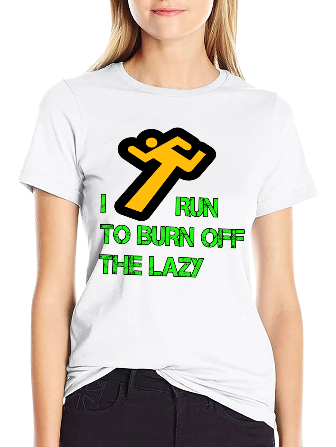 I Run to Burn Off Lazy Black T-Shirt