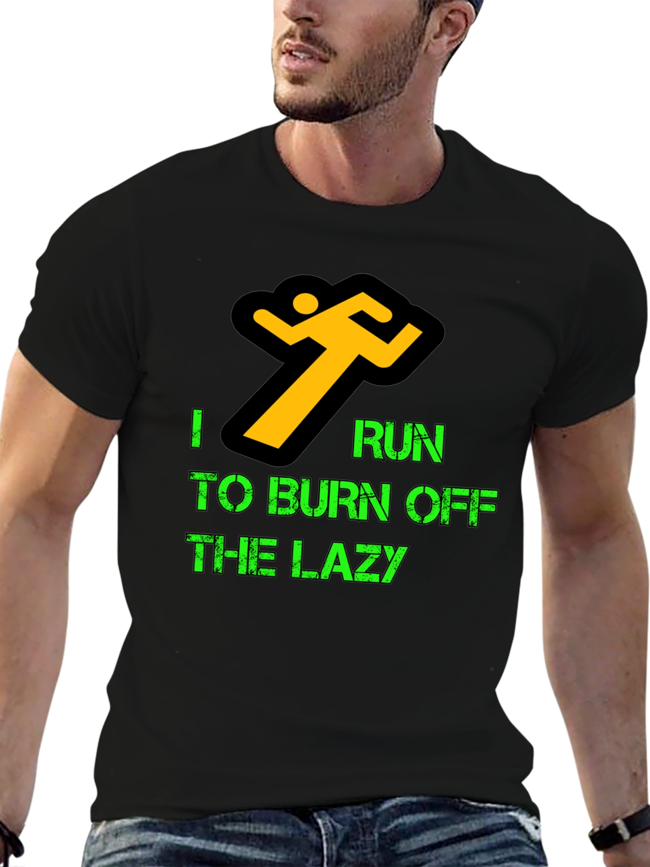 I Run to Burn Off Lazy Black T-Shirt