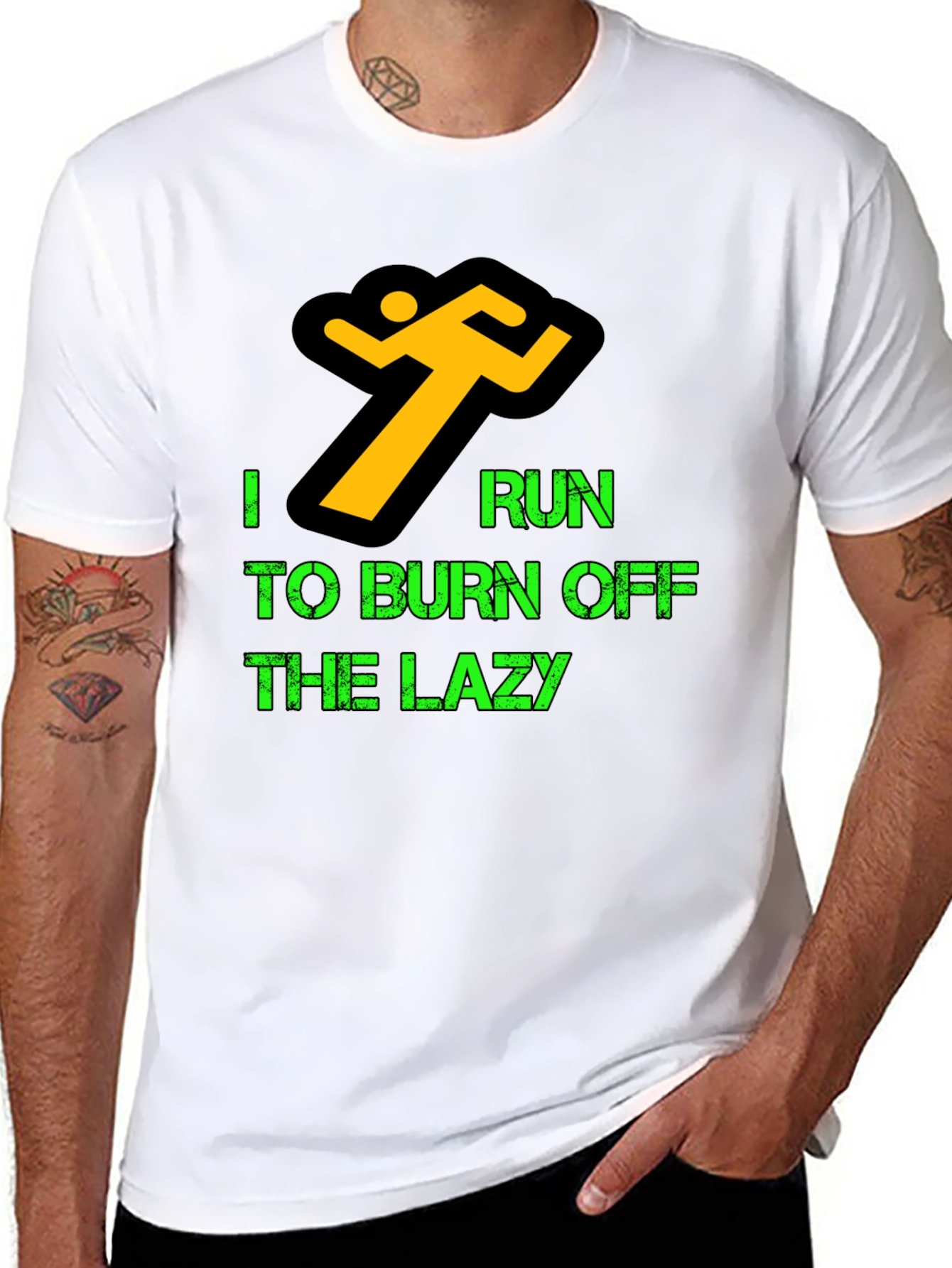 I Run to Burn Off Lazy Black T-Shirt
