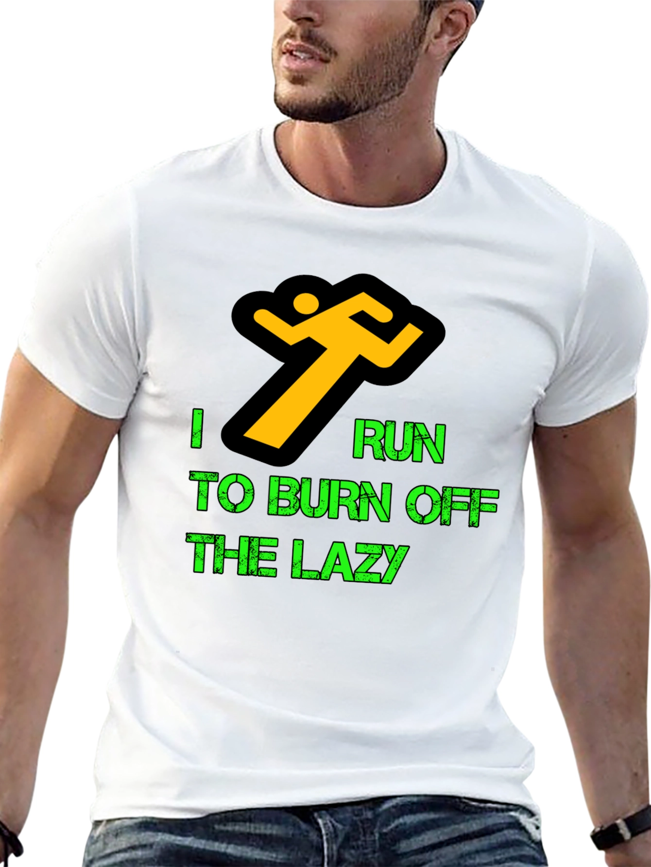 I Run to Burn Off Lazy Black T-Shirt
