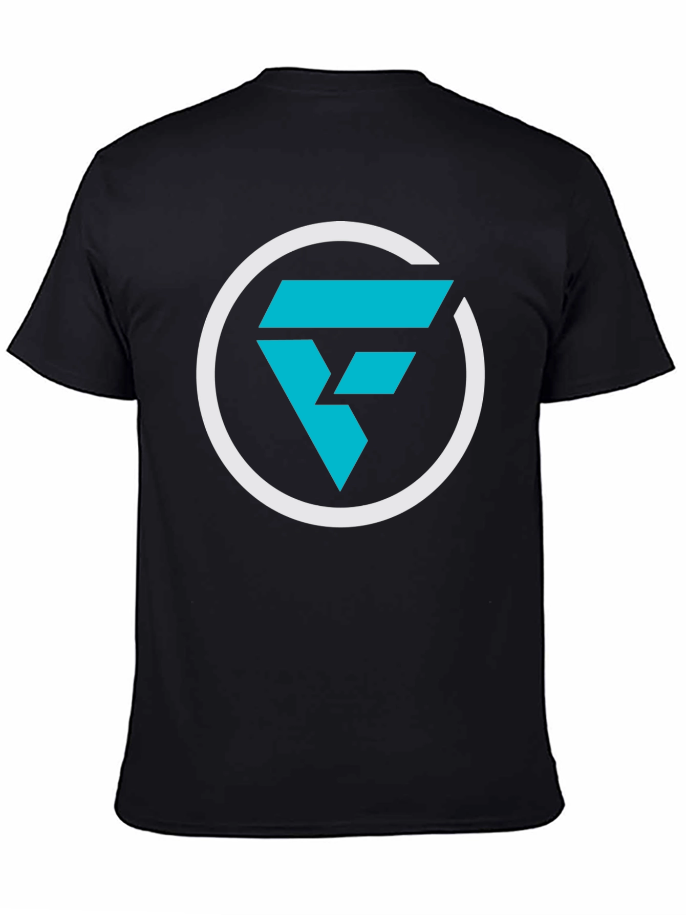 Modern Graphic Tee: Cyan F Logo Black T-Shirt