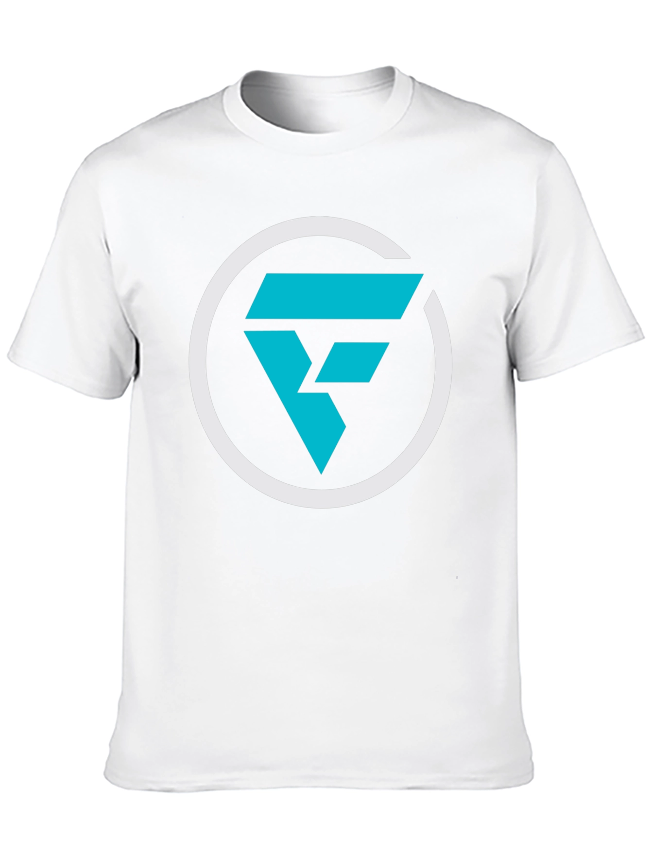 Modern Graphic Tee: Cyan F Logo Black T-Shirt