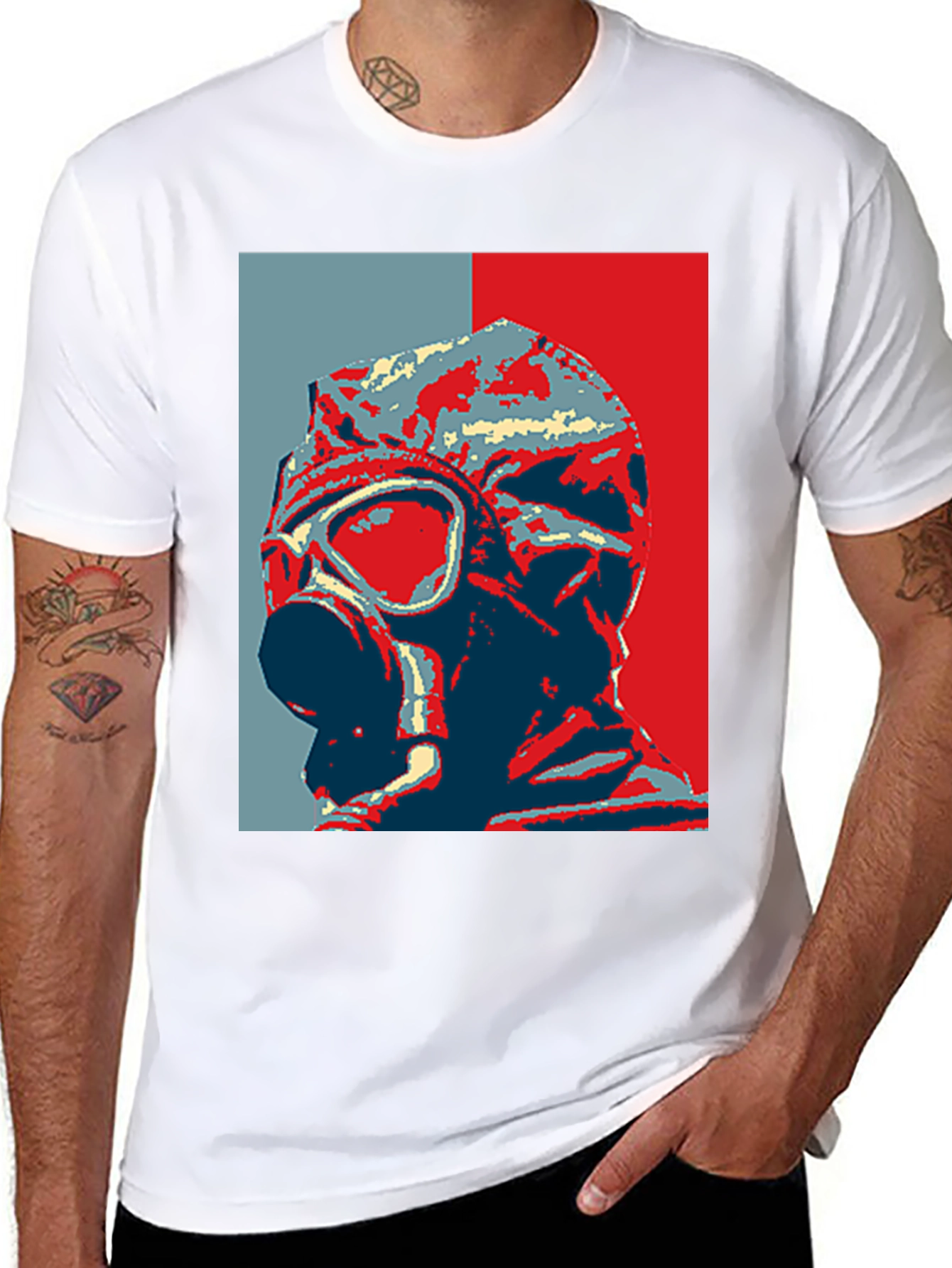 Gas Mask Graphic Print Black T-Shirt