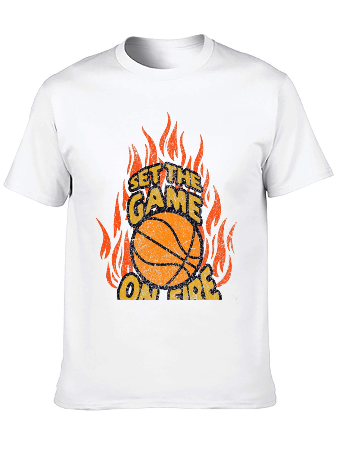 Set the Game On Fire Basketball Graphic Tee