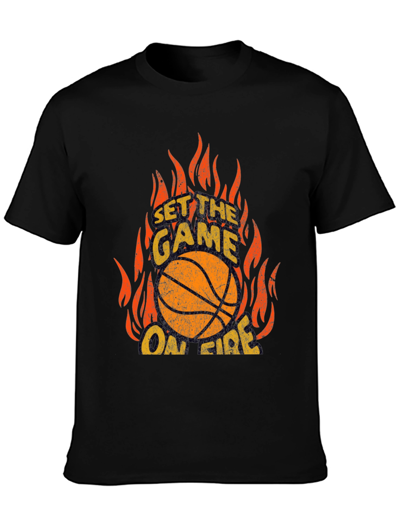 Set the Game On Fire Basketball Graphic Tee
