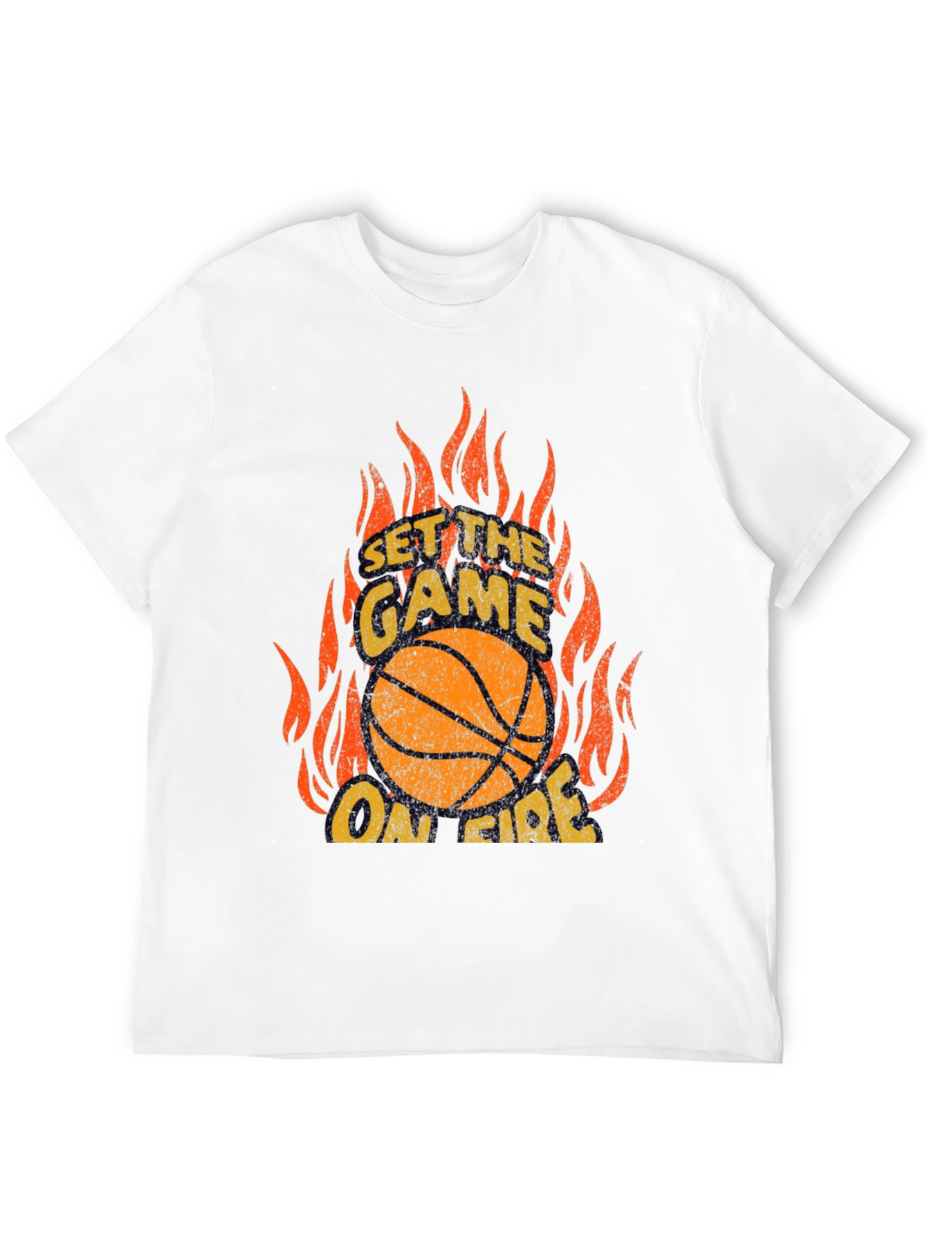 Set the Game On Fire Basketball Graphic Tee