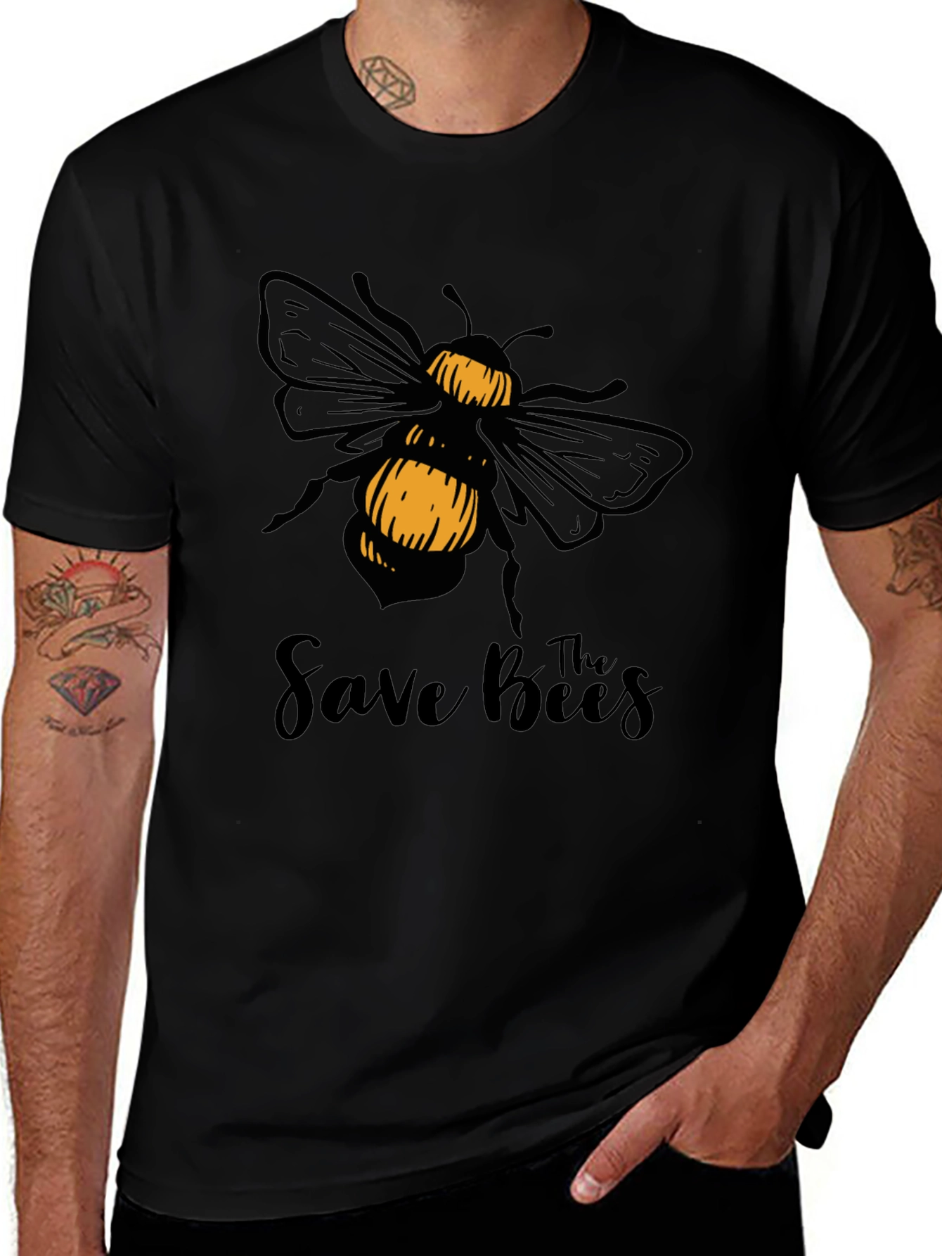 Save The Bees T-Shirt - Black Cotton Graphic Tee