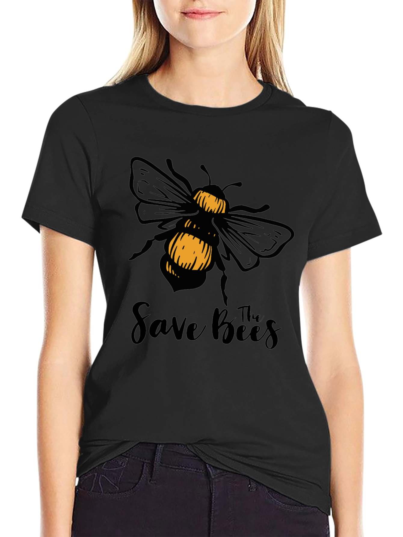 Save The Bees T-Shirt - Black Cotton Graphic Tee