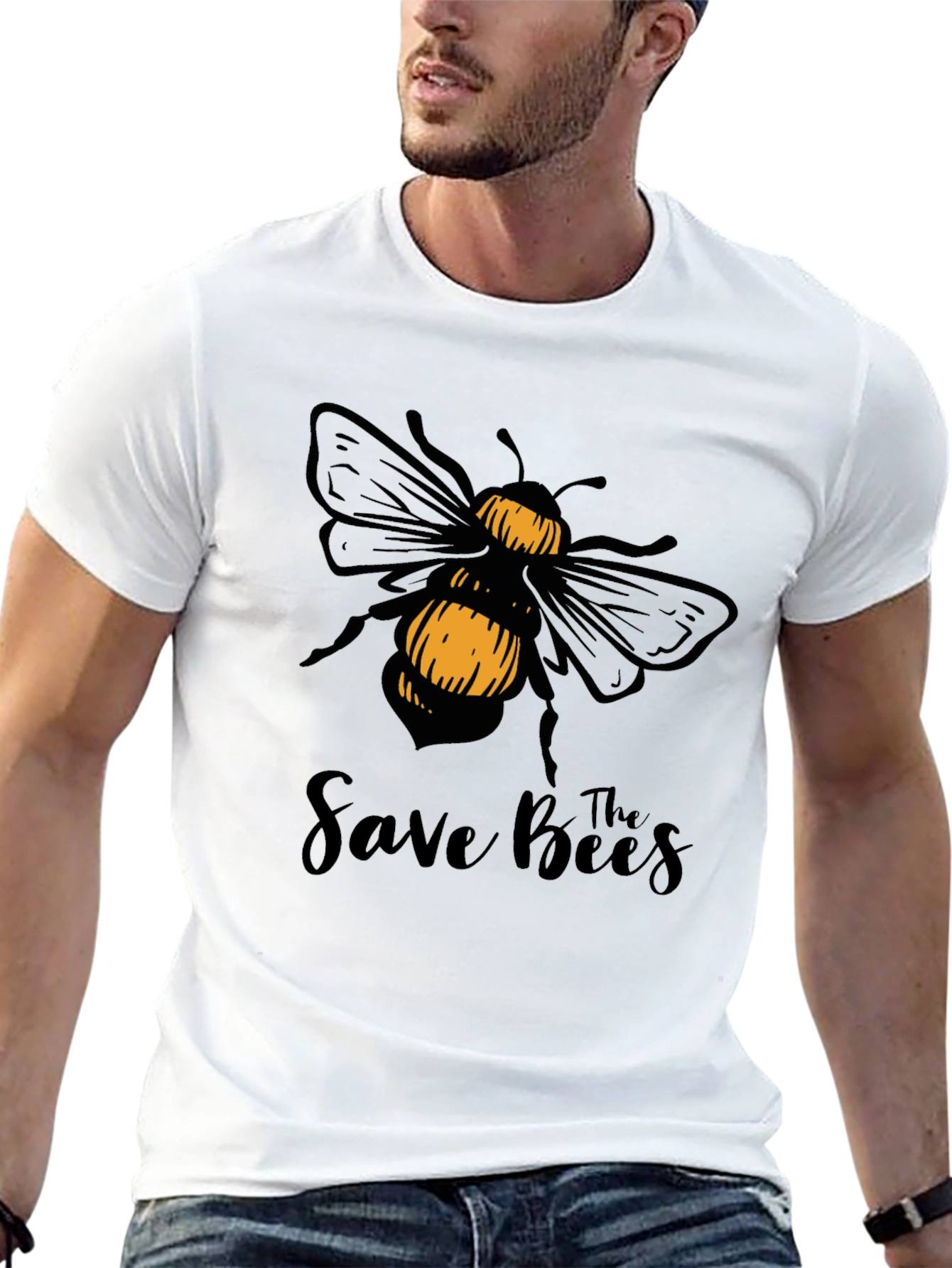Save The Bees T-Shirt - Black Cotton Graphic Tee