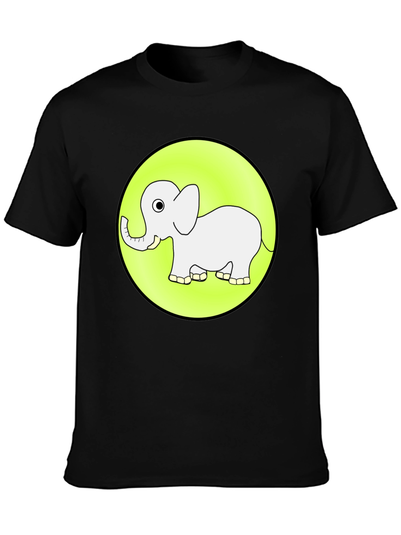 Cute Elephant Graphic Tee - Black Cotton T-Shirt