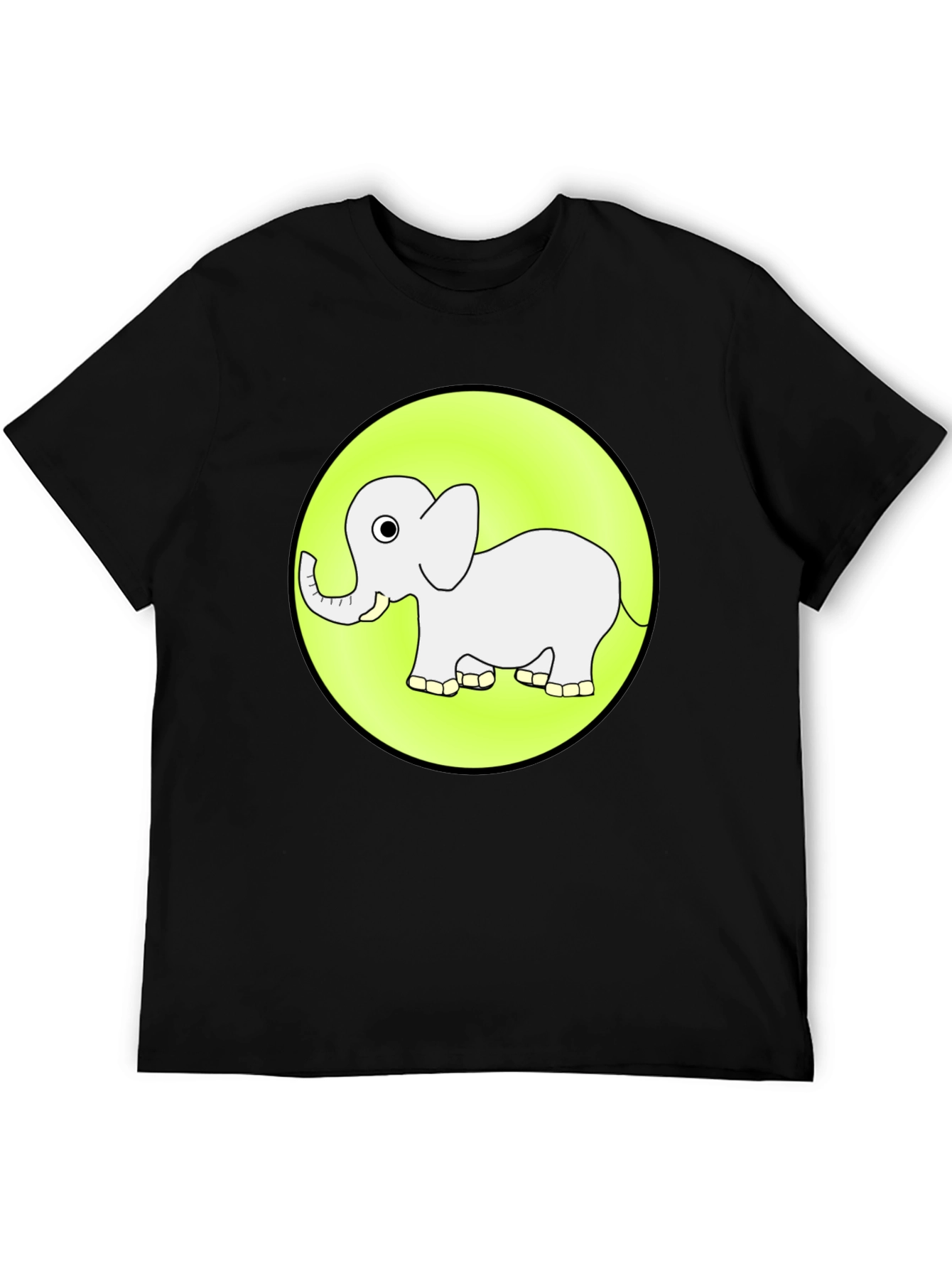 Cute Elephant Graphic Tee - Black Cotton T-Shirt