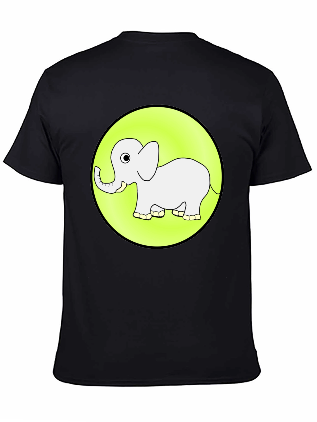 Cute Elephant Graphic Tee - Black Cotton T-Shirt