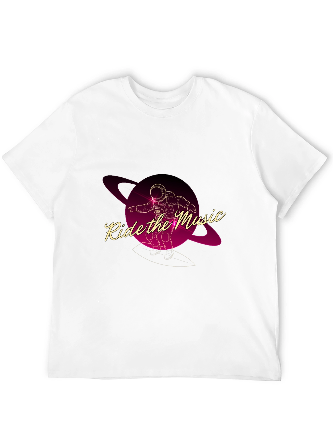 Ride the Music Graphic Tee - Astronaut Surfer T-Shirt