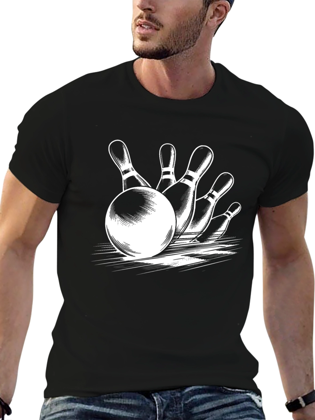 Bowling Strike T-Shirt - Black