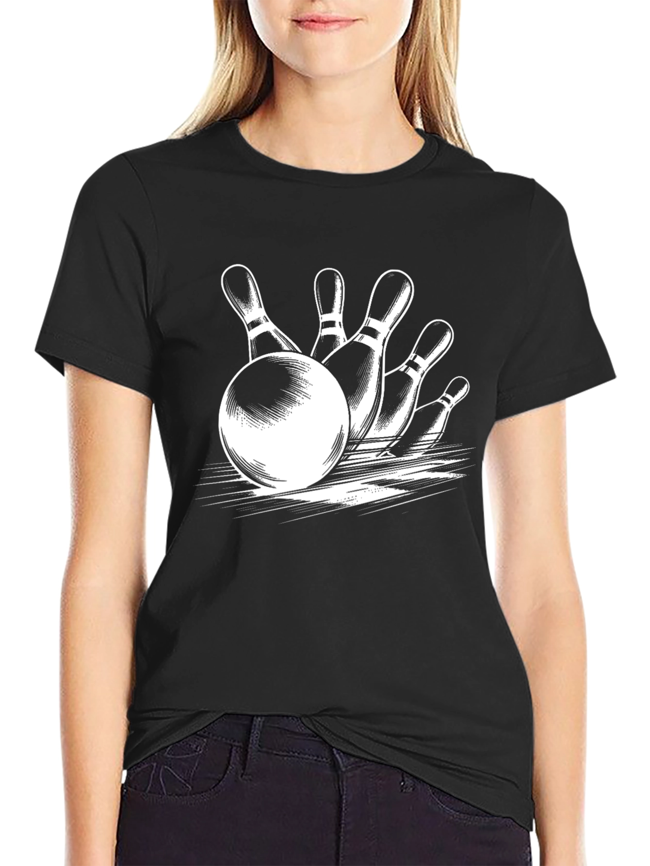 Bowling Strike T-Shirt - Black