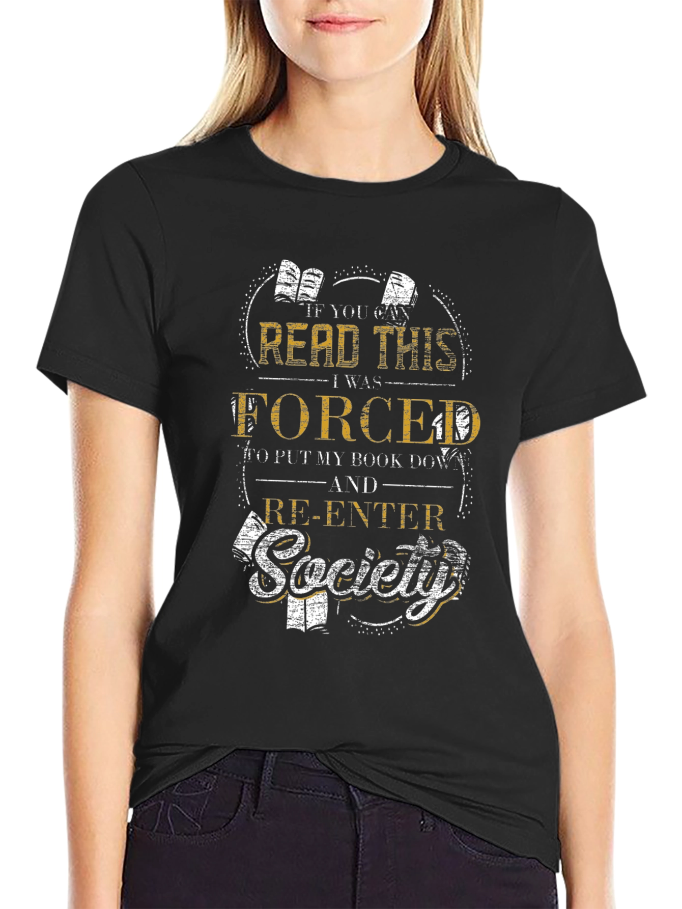 Book Lover T-Shirt: Forced to Re-Enter Society