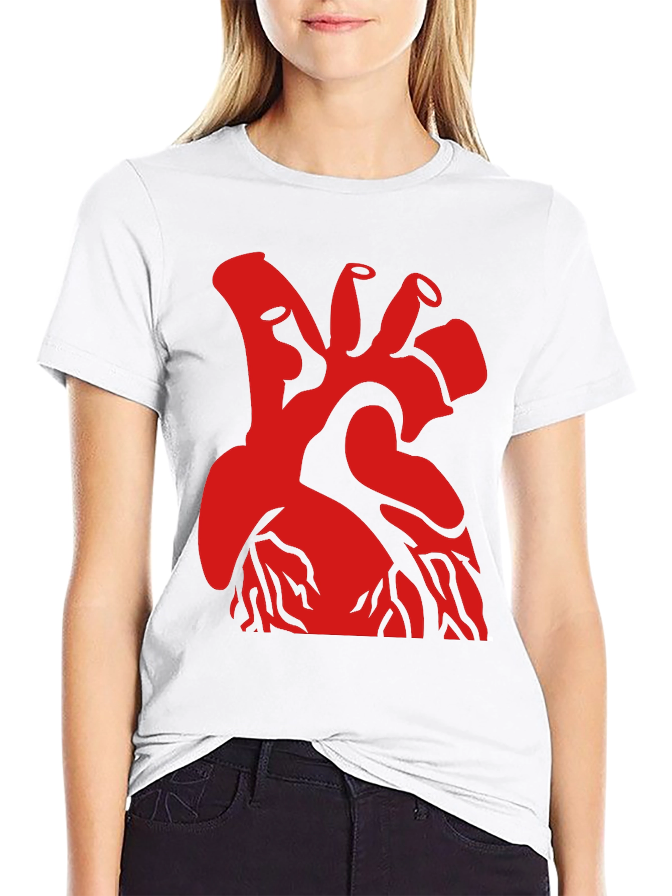 Red Heart Graphic Black T-Shirt