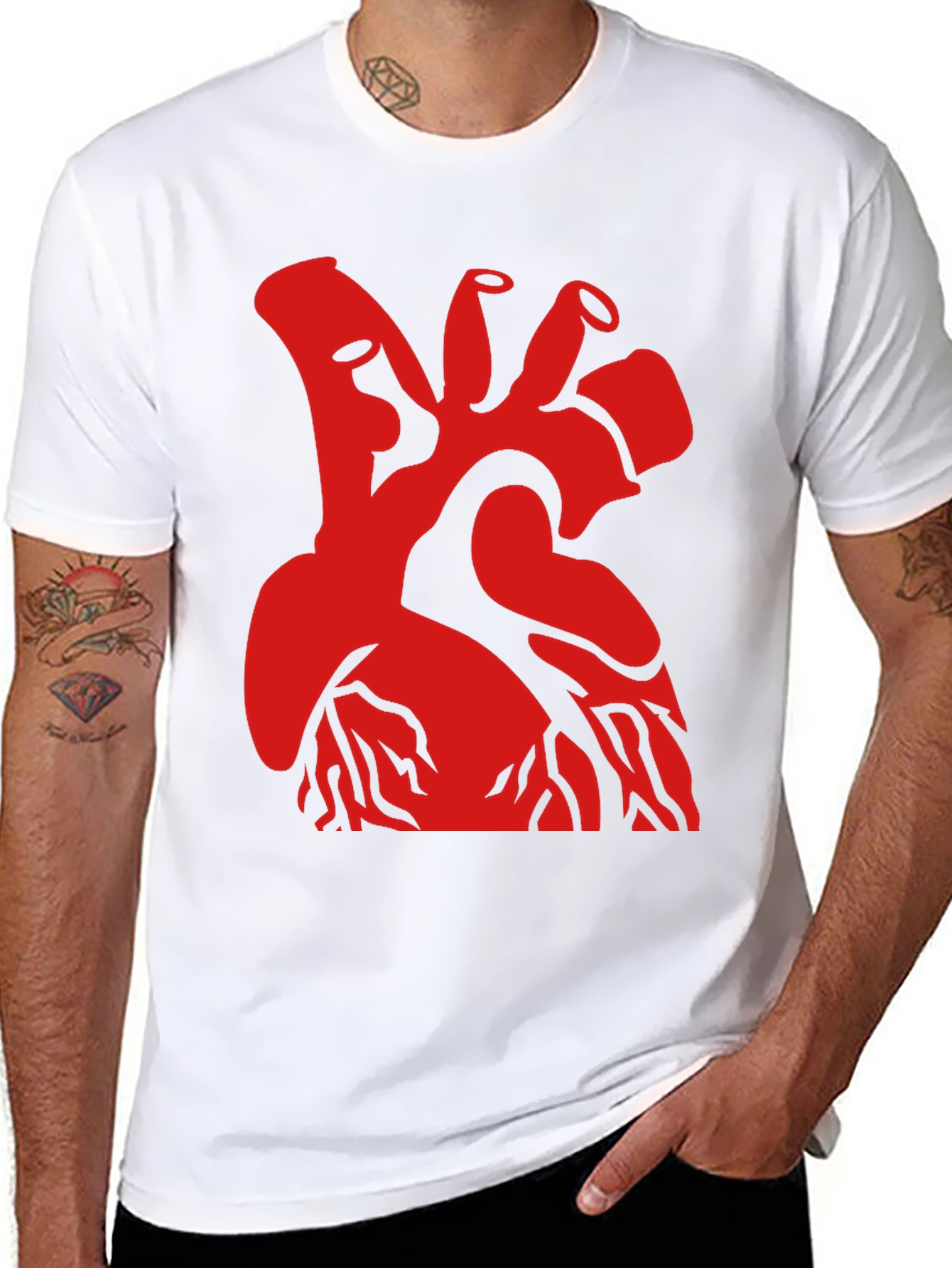 Red Heart Graphic Black T-Shirt