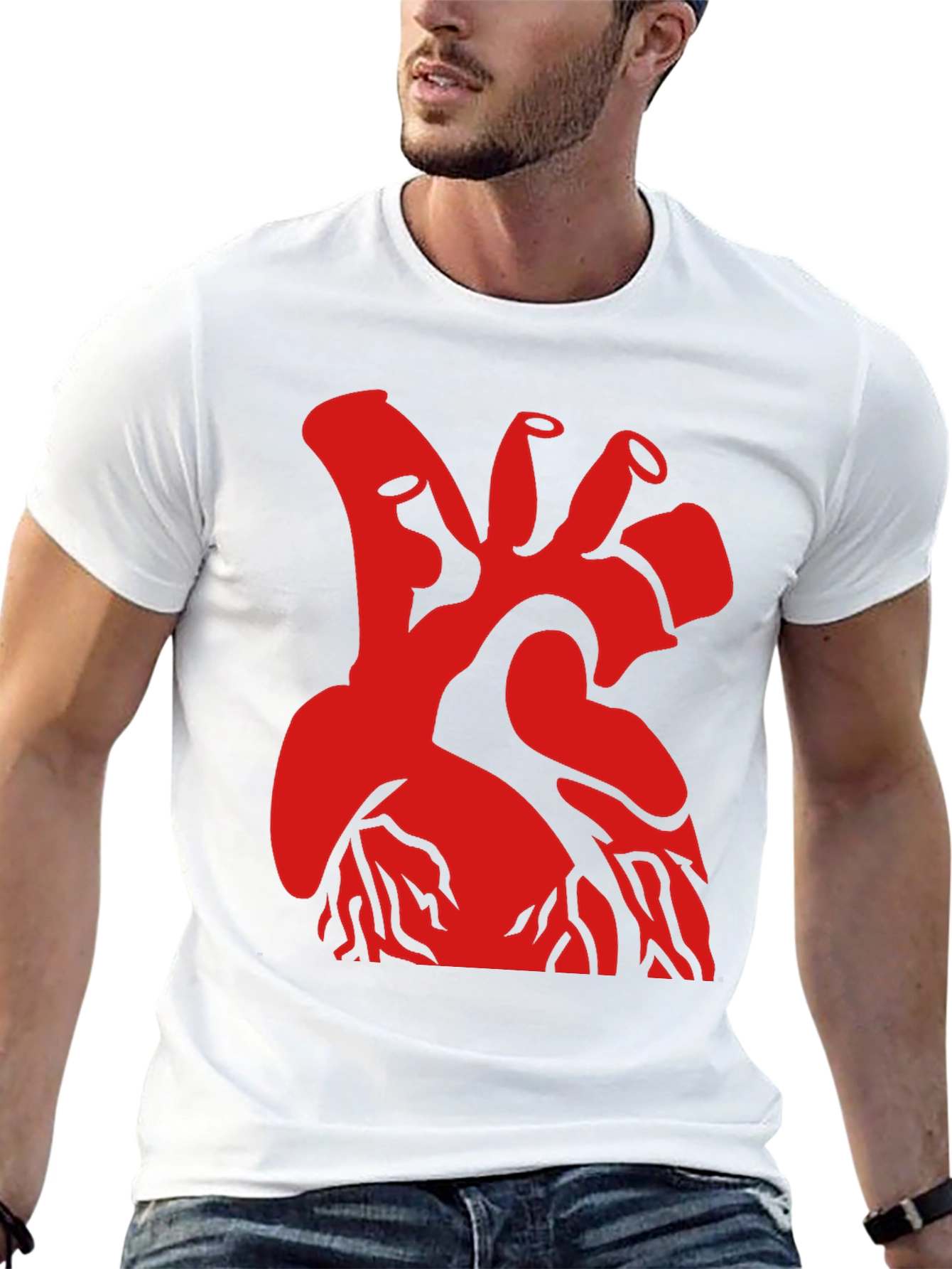 Red Heart Graphic Black T-Shirt