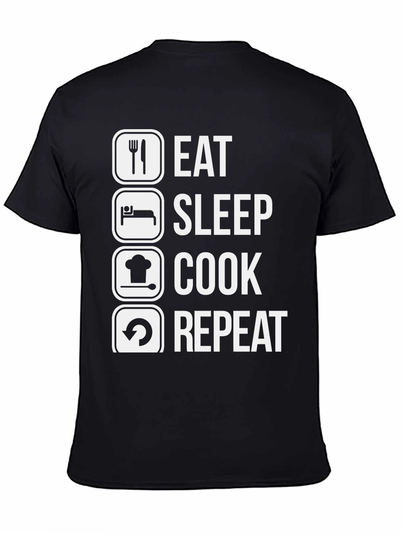 Eat Sleep Cook Repeat Graphic Tee - Black