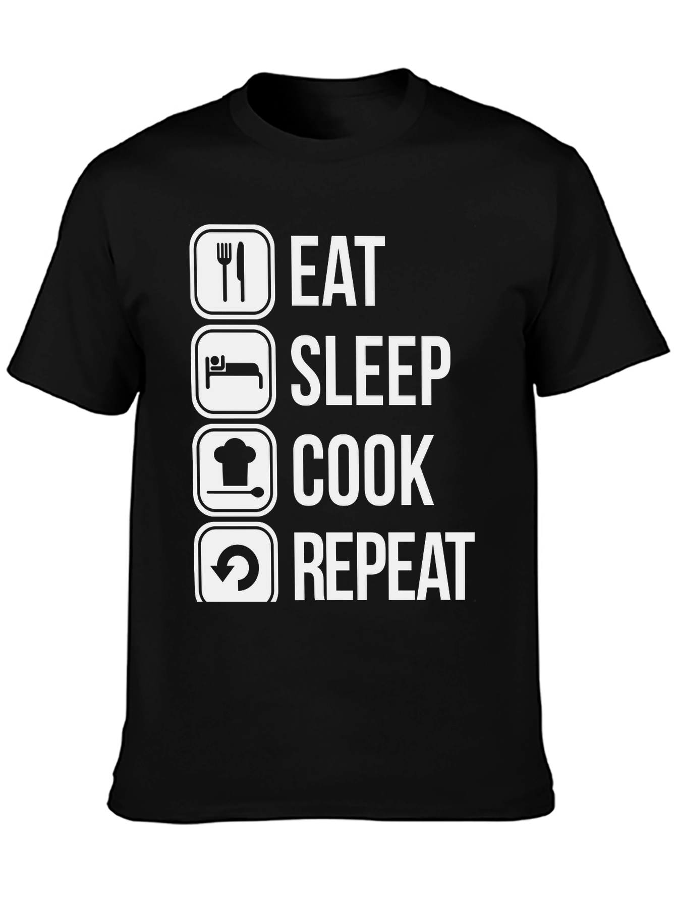 Eat Sleep Cook Repeat Graphic Tee - Black