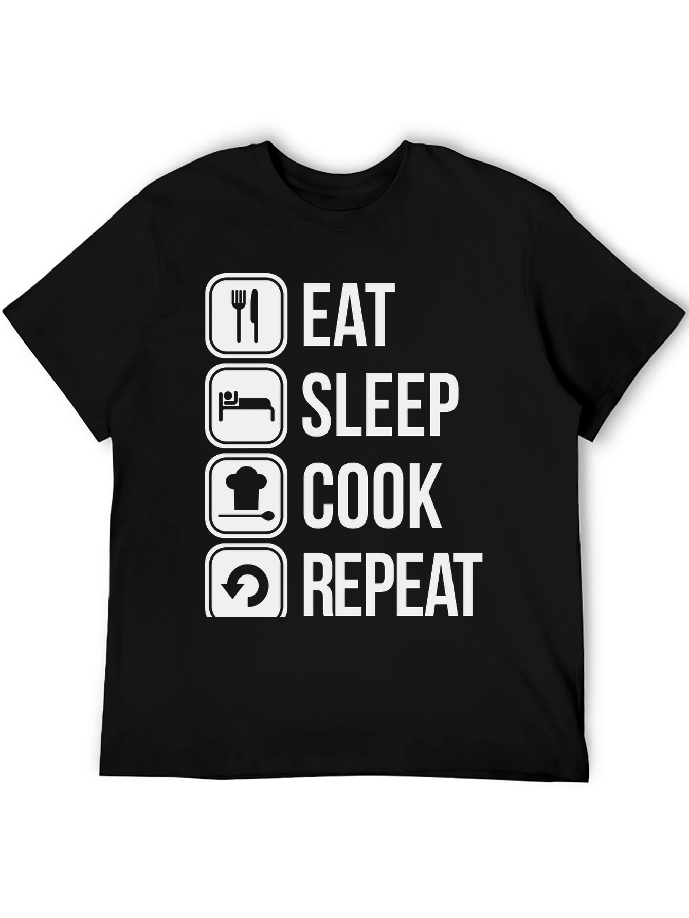 Eat Sleep Cook Repeat Graphic Tee - Black