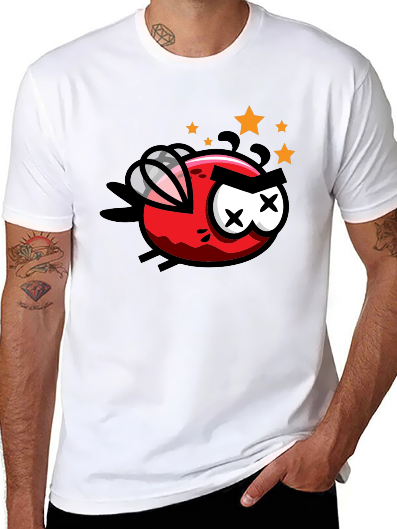 Cartoon Fly Graphic Black T-Shirt