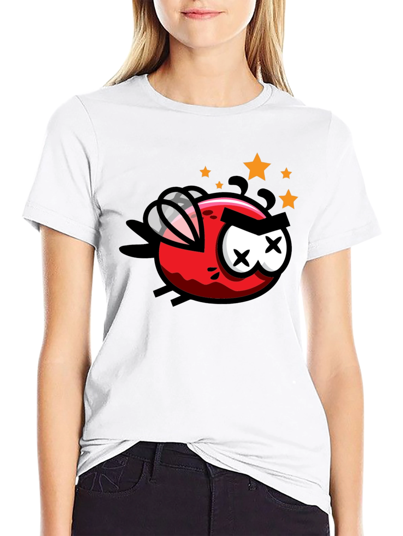 Cartoon Fly Graphic Black T-Shirt