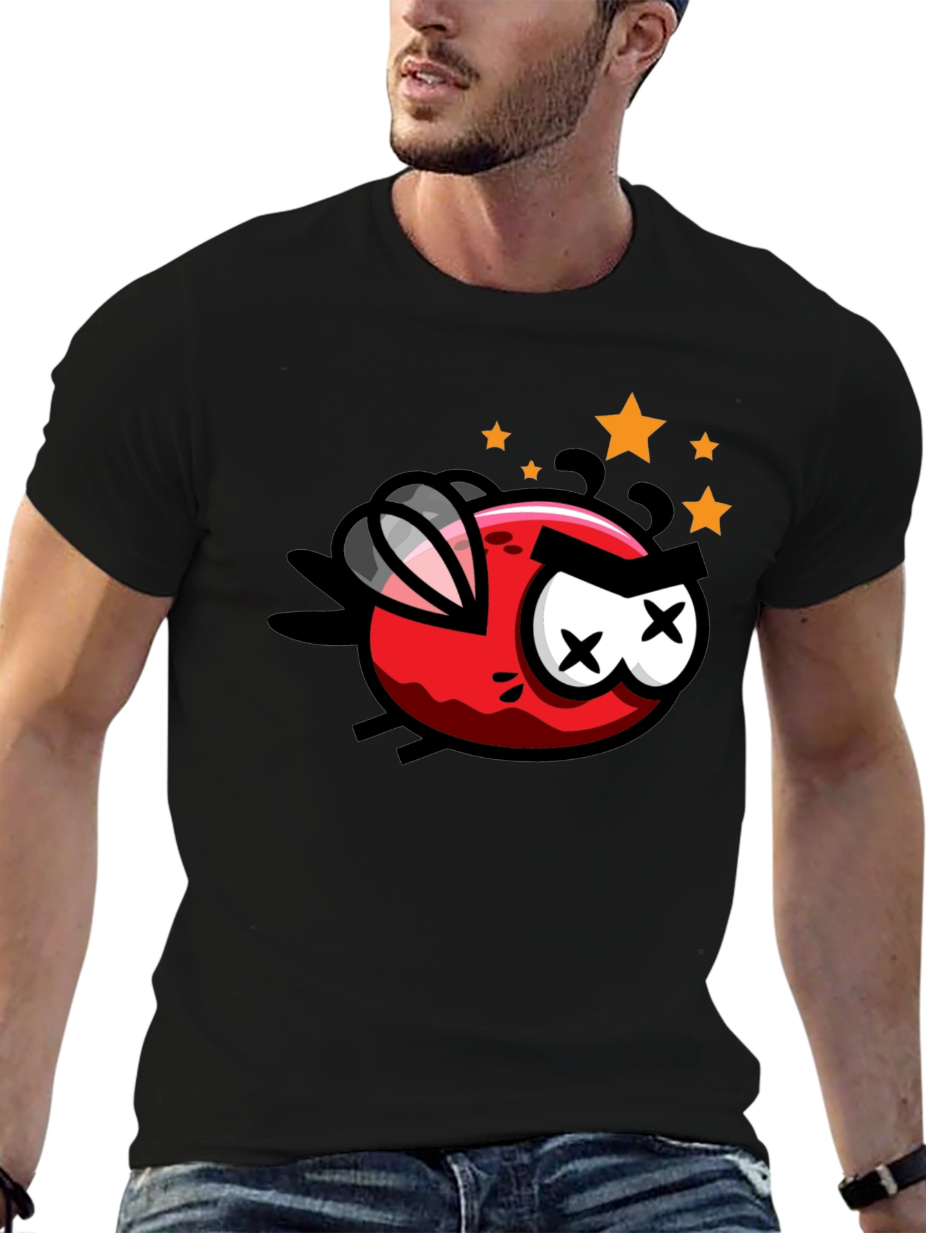 Cartoon Fly Graphic Black T-Shirt