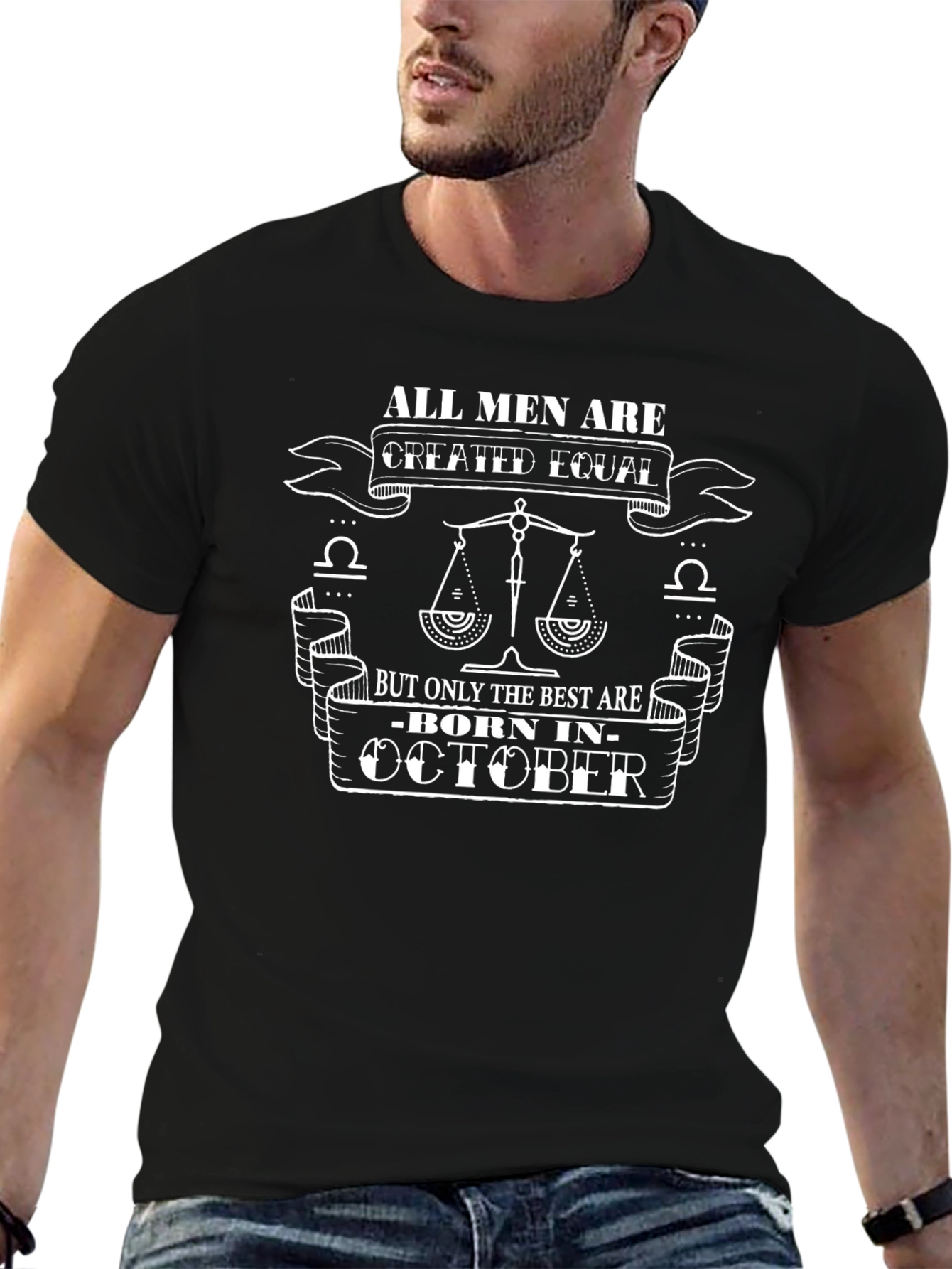 October Born Mens Graphic T-Shirt Libra Zodiac