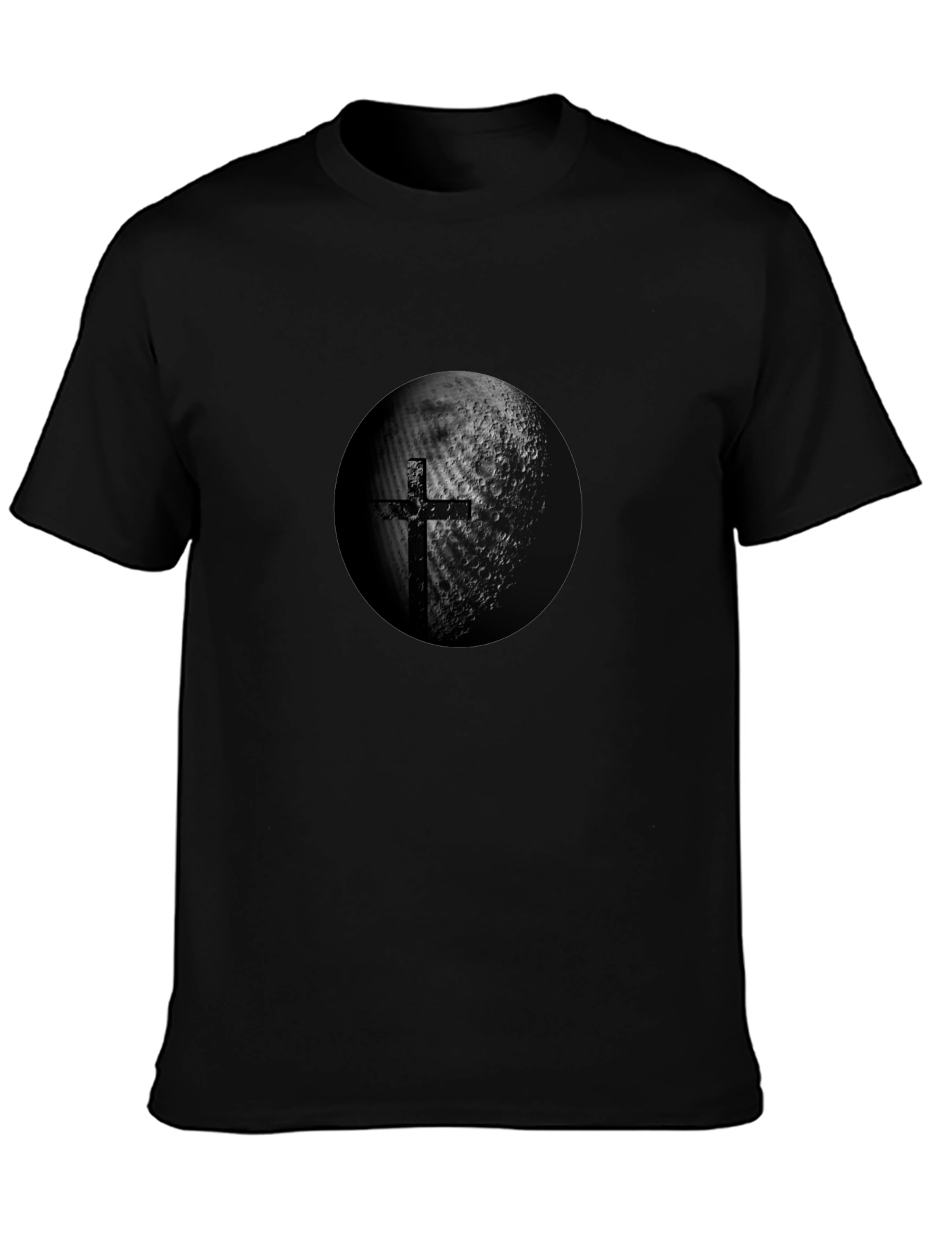 Cross & Moon Graphic Black T-Shirt
